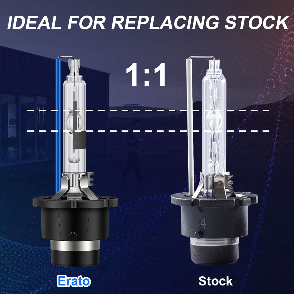 Erato D2R bombillas xenón HID para faros, 8000K 35W, azul diamante, lámpara de descarga xenón, luz larga, 12V, lámpara de repuesto impermeable para coche, kit de repuesto HID, 2 piezas