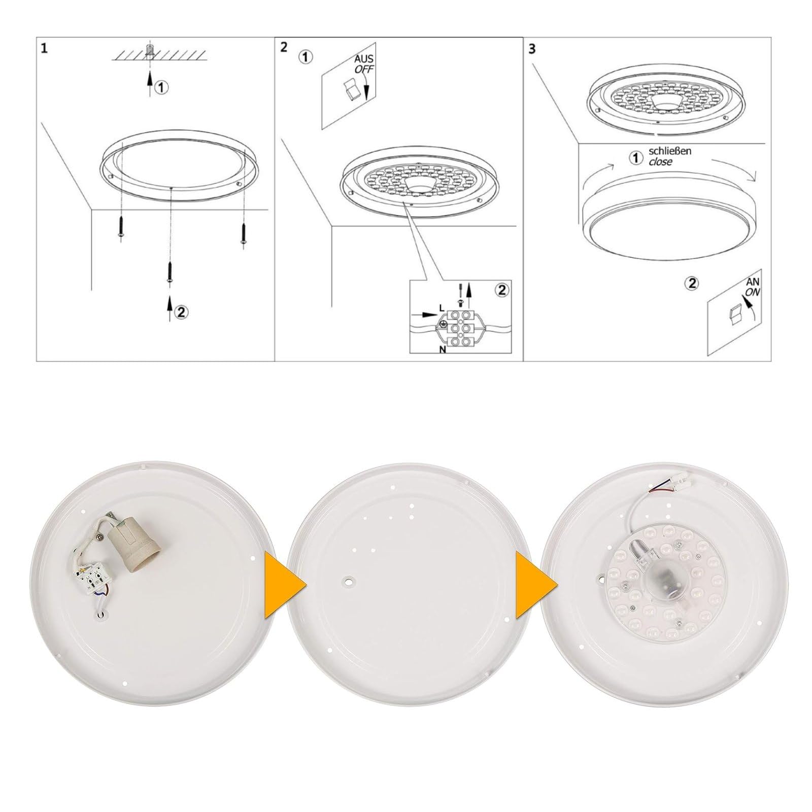 HAVA Módulo LED 12W 230V, kit de conversión con soporte magnético, blanco cálido 3000K