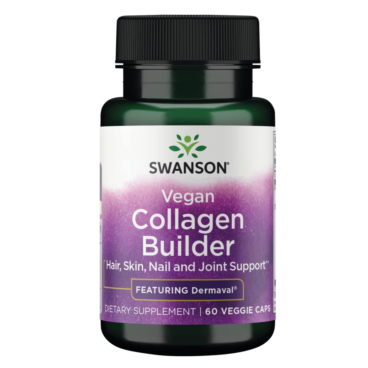 Swanson Vegan Collagen Builder - Featuring Dermaval - Hair Skin Nail Health - 60 Veg Caps