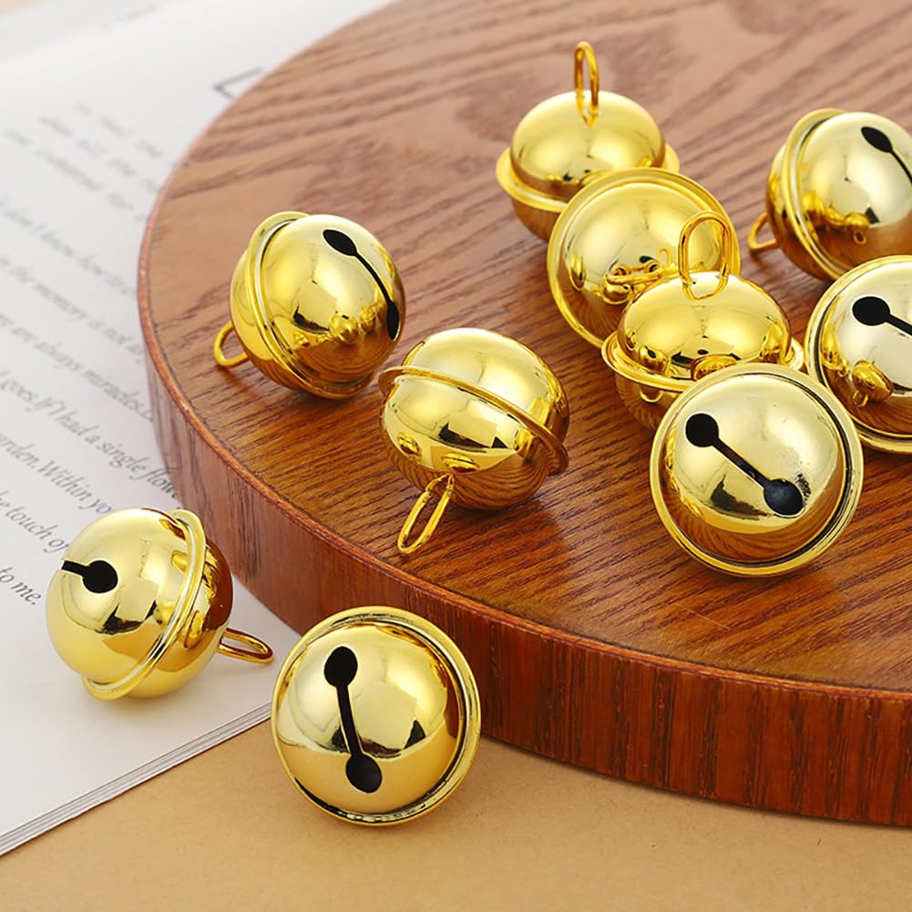 50 Stück Glöckchen Gold 30 mm ø Große Metallglöckchen Glöckchen zum Basteln Schellen Rostschutz Klangvoll Bells Glocke Golden
