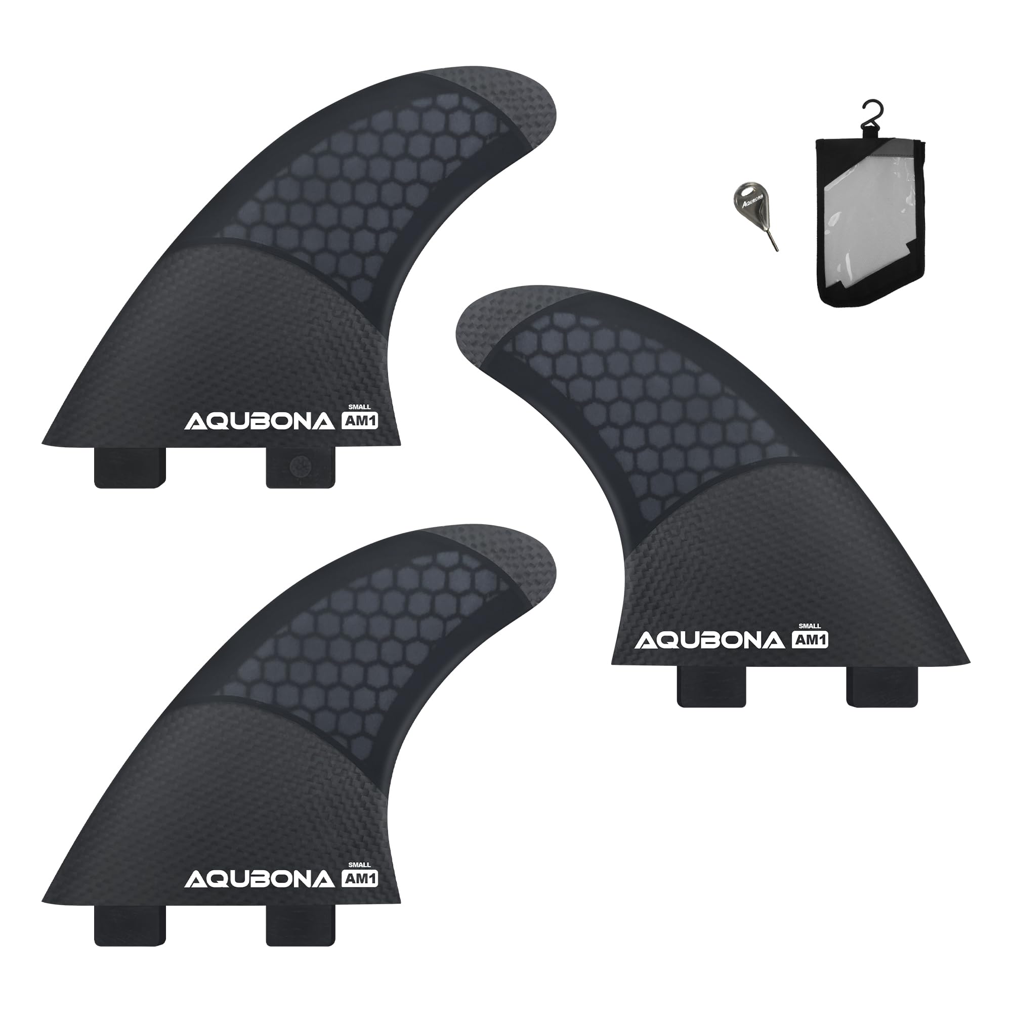 AQUBONA Twin Tab FC Fins G3/G5/G7 Half Carbon+Honeycomb Surfboard Tri Fin Set