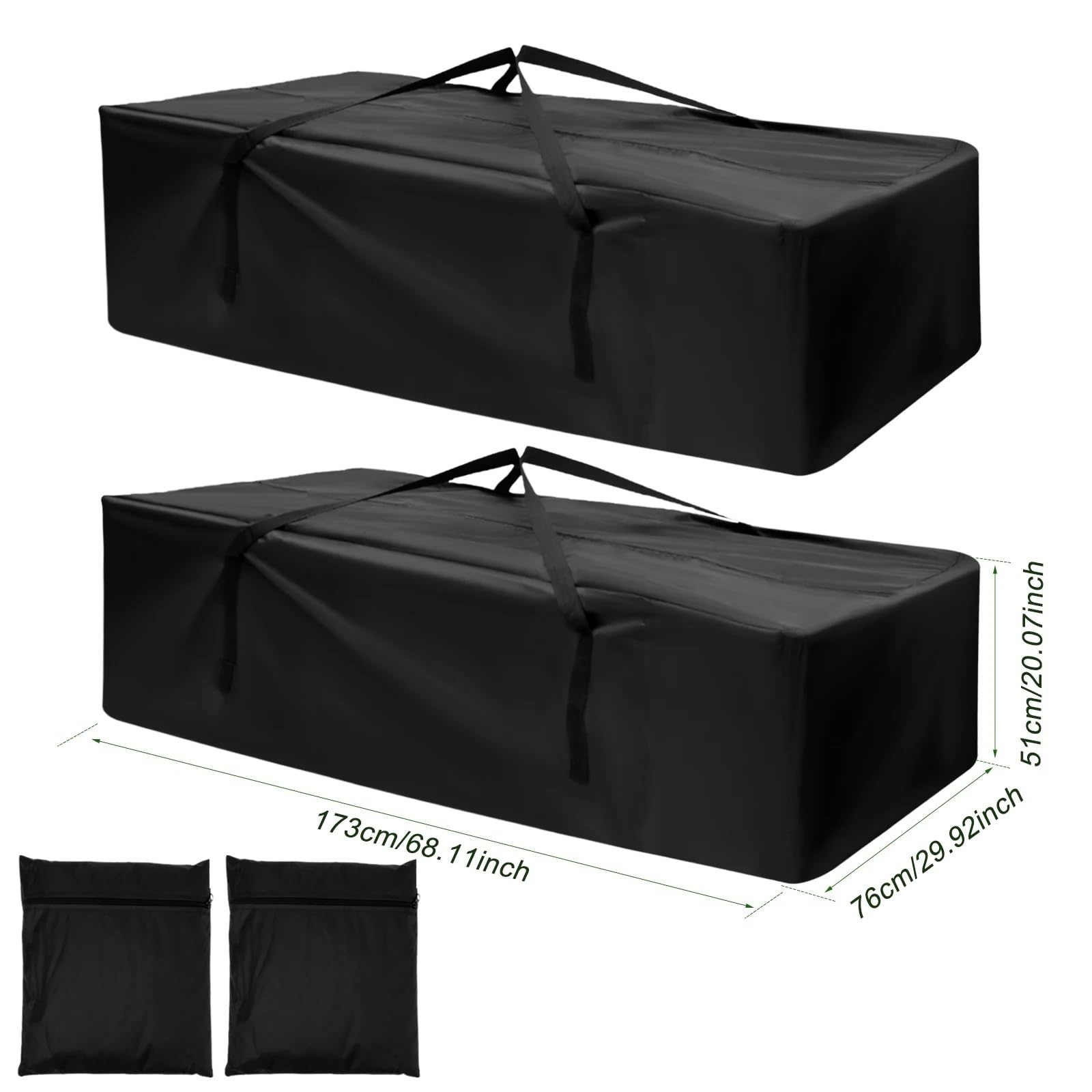 2 pezzi borsa portaoggetti for mobili impermeabile in tessuto Oxford borse for da esterno a prova di strappo for cuscino giardino Per Cuscini(173x76x51cm)