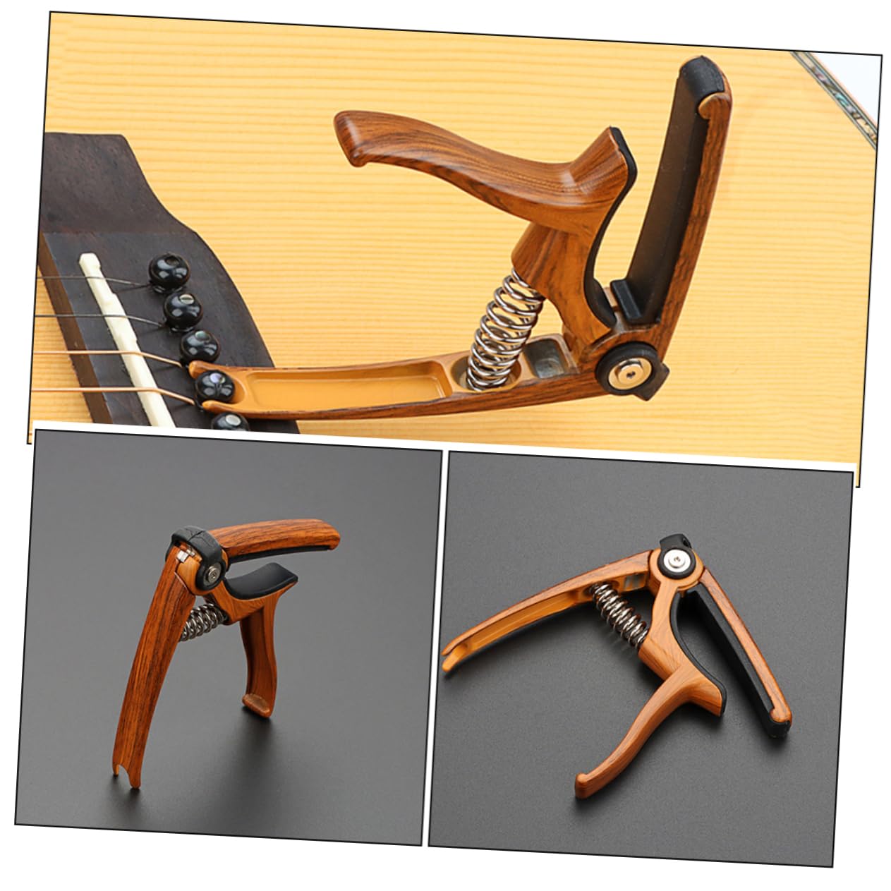 Yardwe 2 Piezas Cejilla De Guitarra Llave Guitarra Acustica Capo Accesorios Cejilla De Acordes Cejilla Para Guitarra Acustica Guitarra Cejilla Aleación De Zinc Marrón Claro