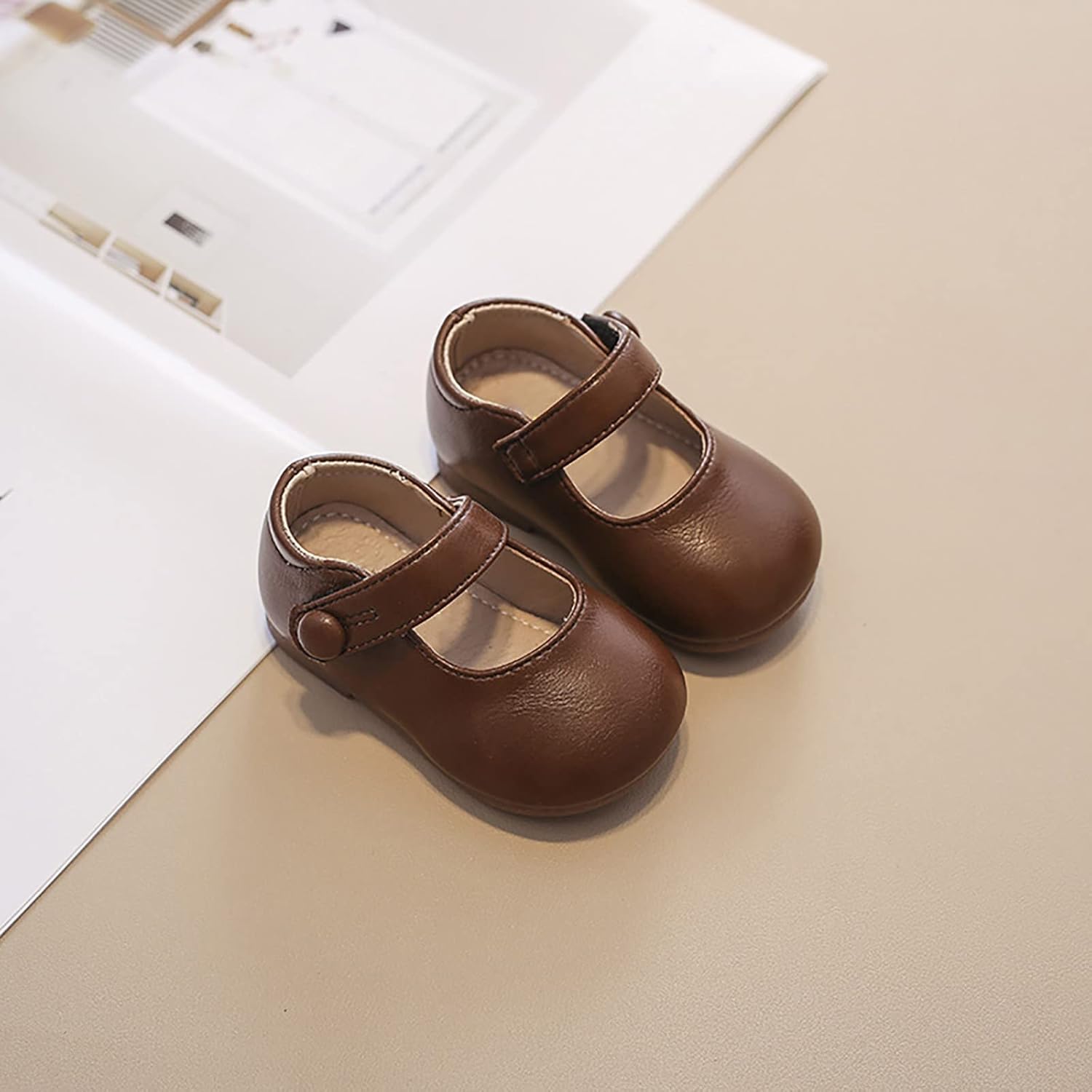 IWIHMIV Toddler Girl Dress Comfortable Mary Jane Shoes Non Slip Girl Wedding Party Soft Ballet Bottom Flat Shoes