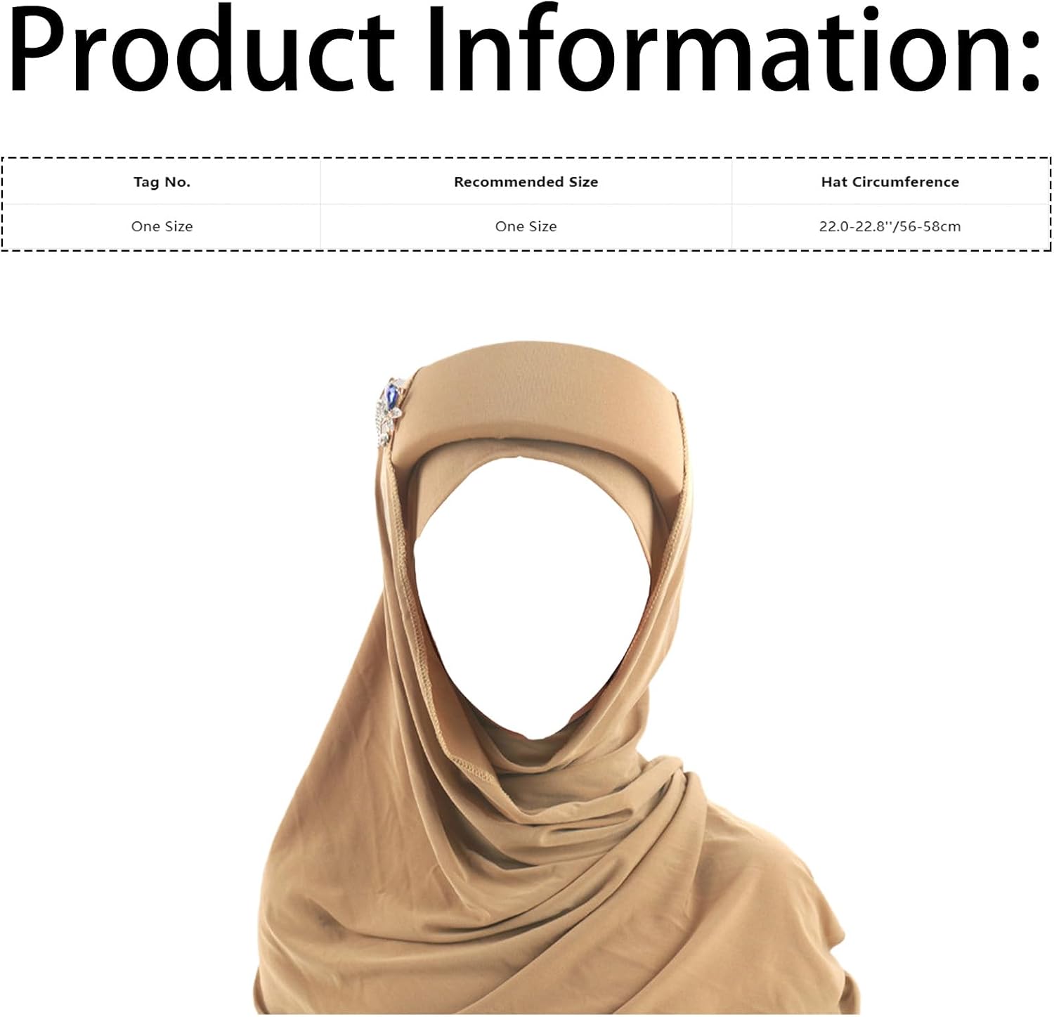 Jugaoge Hijab Head Scarf with Matching Jersey Undercap African Auto Gele Headtie Muslim Sponge Hooded for Rave