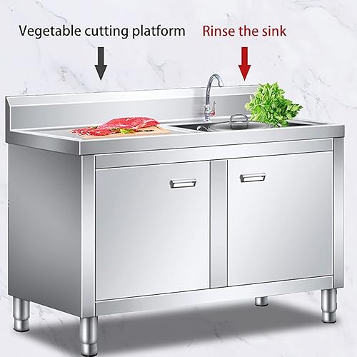 Miniatura 5 de Fregaderos de acero inoxidable, fregaderos de cocina, fregaderos multifunción con gabinetes, fregaderos independientes con encimera y grifos de agua