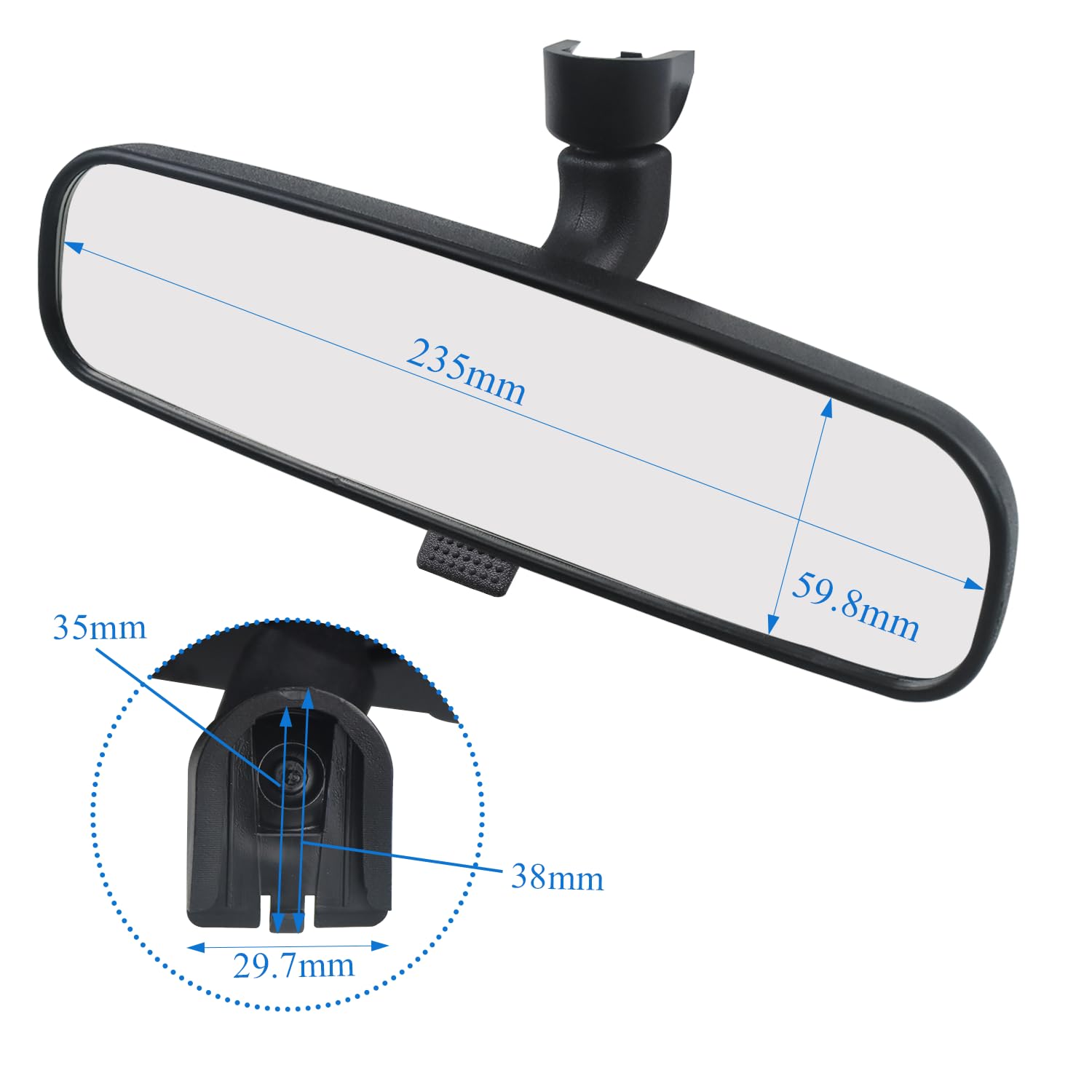 Wewnętrzne lusterko wsteczne zamiennik do Ford Fiesta MK5 2003-2008 / Mondeo MK3 2001-2007 / Focus MK1 1998-2005, lusterko wsteczne samochodowe lusterko wsteczne ze szkła, czarne 4982463, 1070225