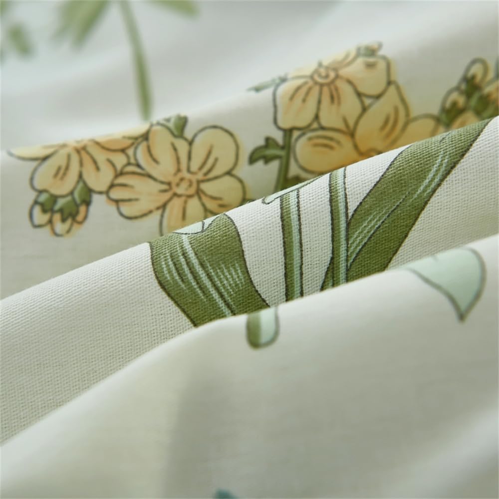 FANSU Copriletto Trapuntato Matrimoniale Singolo Elegante Coperta Trapunta Autunno Stampa Floreale Nordica 100% Cotone Antipolveri Copri Letto per Camera da Letto (Piante verdi,200x230cm)