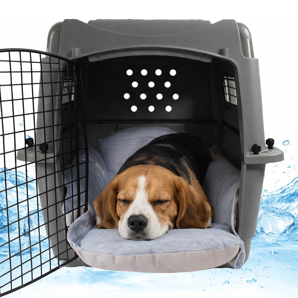 Helen's Pet Bed Cooling Dog Crate Bed, Reversible Washable Crate Mat for Medium Dogs, Summer Cooling Dog Bed, Multi-Fit Cushion for Crate Carrier Stroller, Blue, M(Label: L JP Size) — image 1