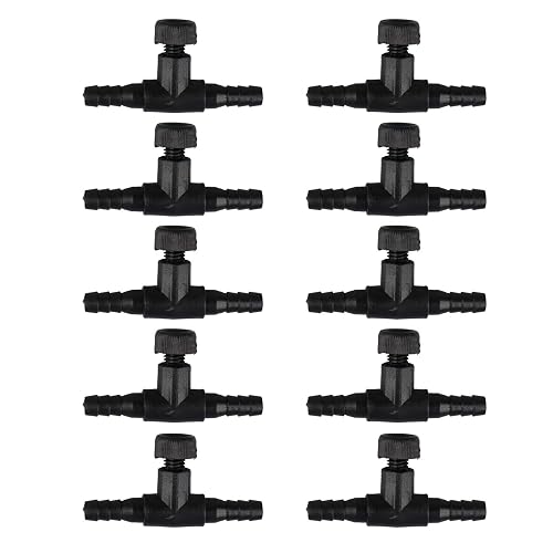 HALJIA 10 válvulas de control de bomba de aire de plástico de 2 vías para acuario, color negro