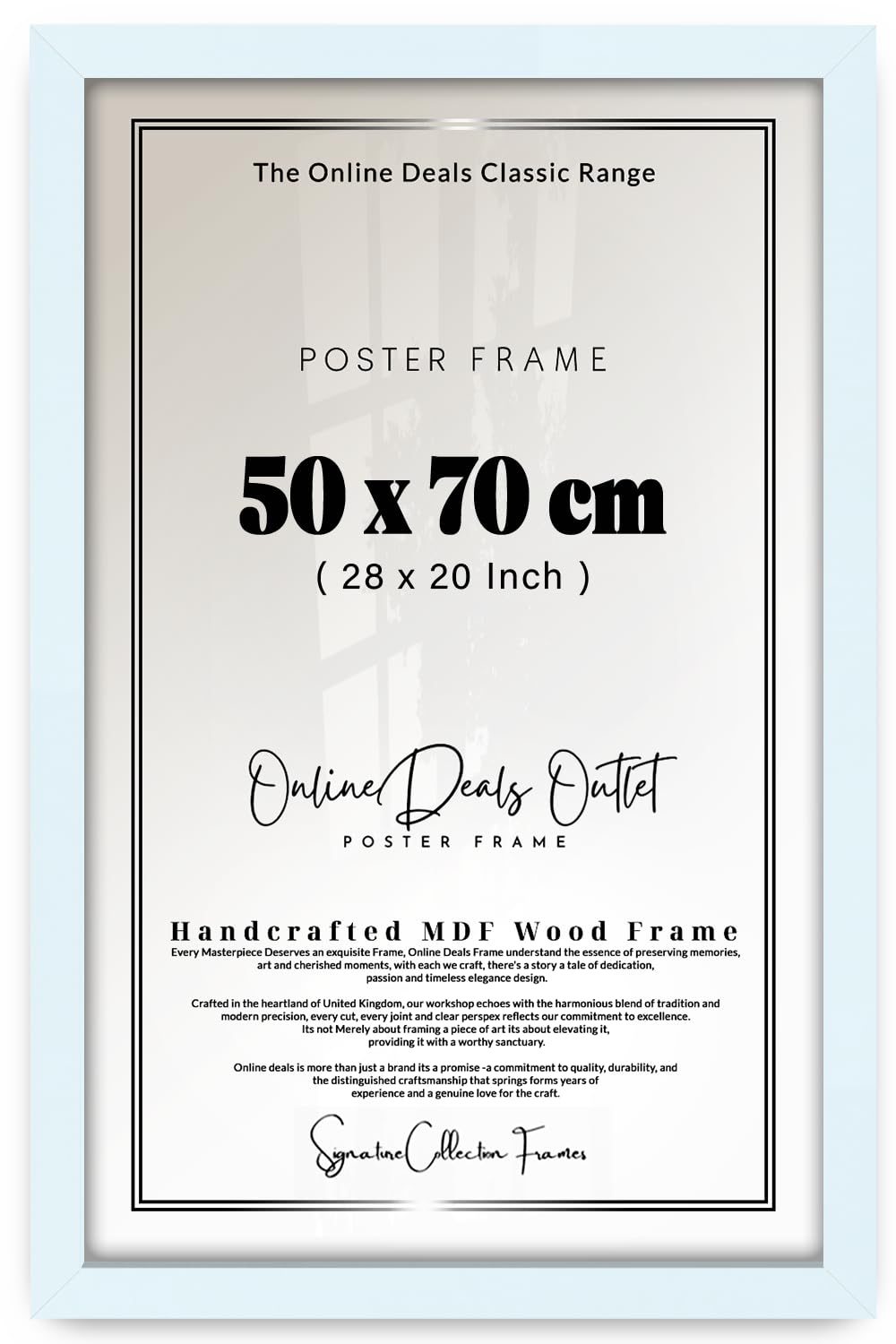Online Deals Outlet 50x70cm Large Modern Frame in Multiple Colors Perfect For Wall Gallery 70x50cm Display Picture With Shatterproof Perspex Black 50x 70 cm Poster Frames (White)