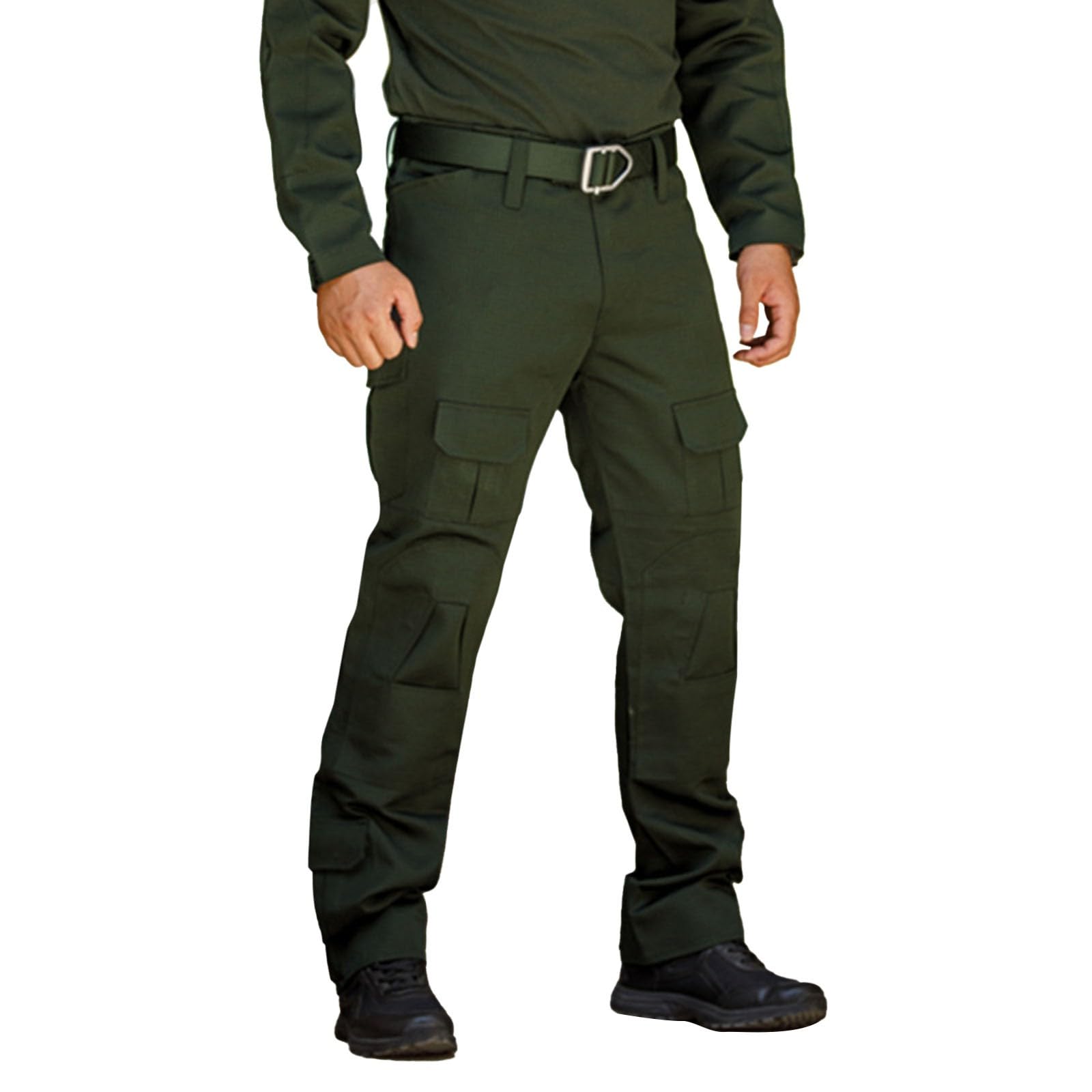Generisch Pantalones cargo para hombre Slim Fit: Pantalones de chándal con muchos bolsillos Pantalones de chándal de pierna recta Pantalones de entrenamiento de color sólido Pantalones de campo