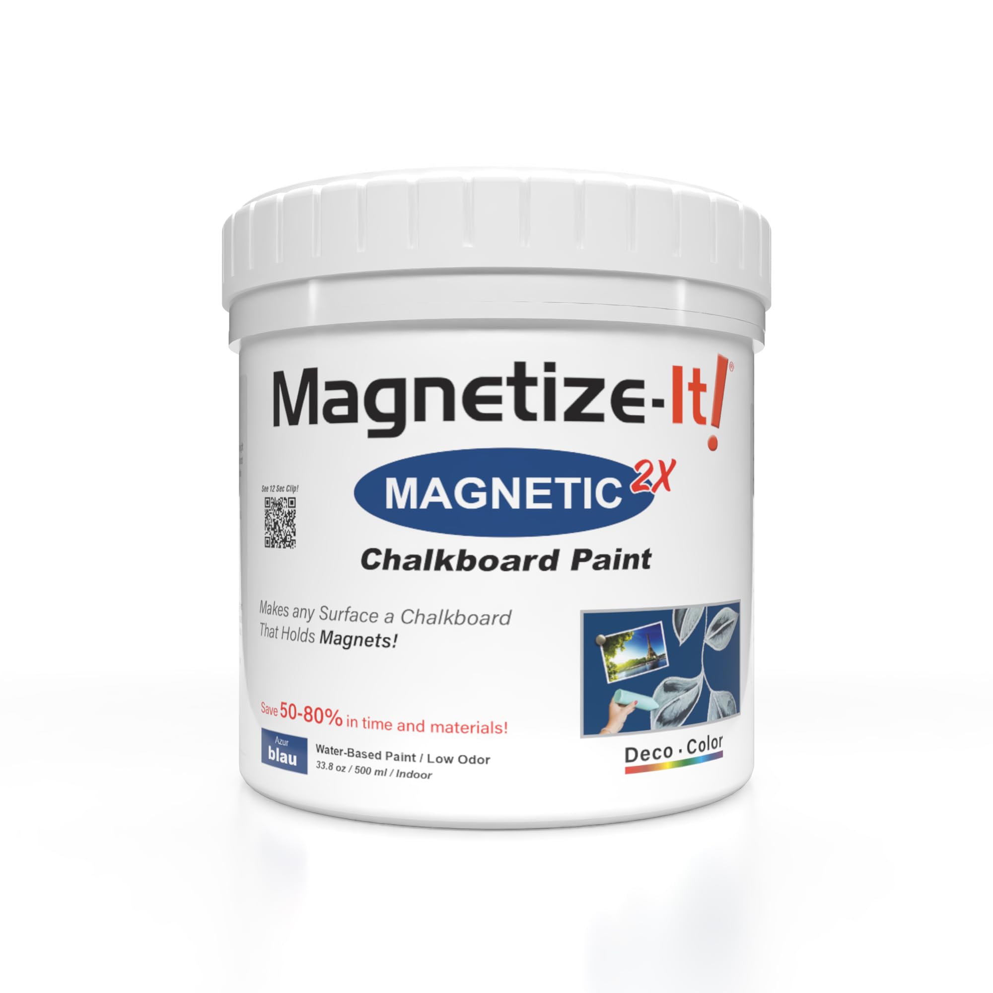Deco Color - Vernice magnetica per lavagna/parete, colore blu, 1 l, 1000 ml, extra aderenza, economica e durevole, pittura multiuso
