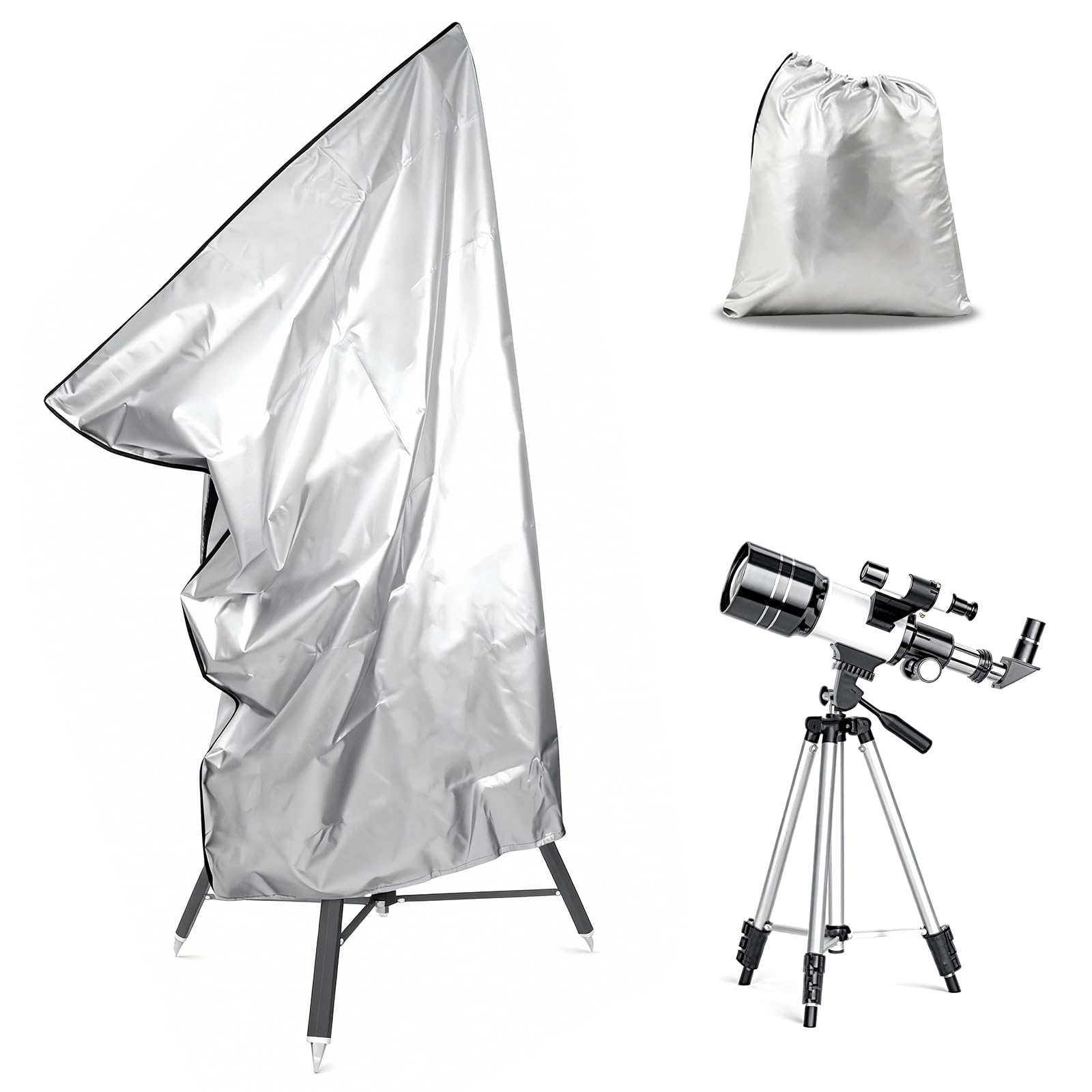 Cubierta telescópica de 120 x 160 cm – Protección contra el polvo/hojas/abono, protección solar, alta calidad, estable, para telescopios/prismáticos, almacenamiento interior y exterior