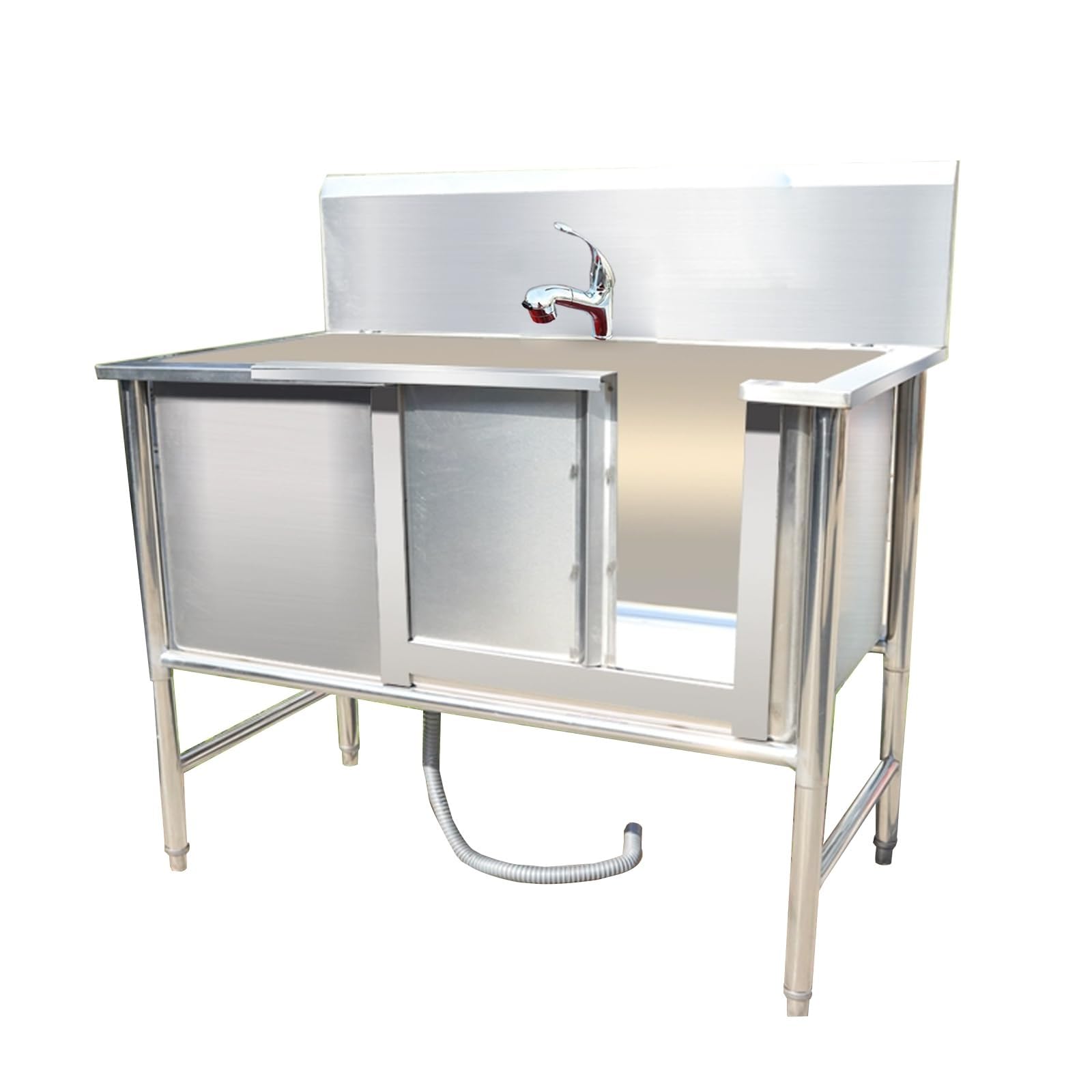 Vasca da bagno per cani in acciaio inox, lavabo, con rubinetto, per cani di taglia grande e media, ideale per lavare e toelettare facilmente i cani a casa