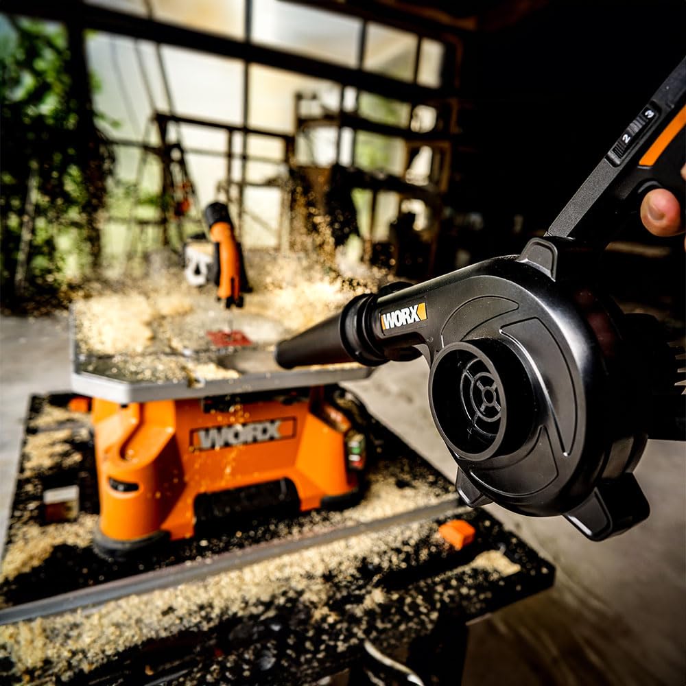 WORX Soplador Ligero 20V Máx. | PowerShare | WX094.9 | No Incluye batería ni Cargador| | 3 velocidades, ergonómico y Potente | Ideal para soplados de Taller Negro