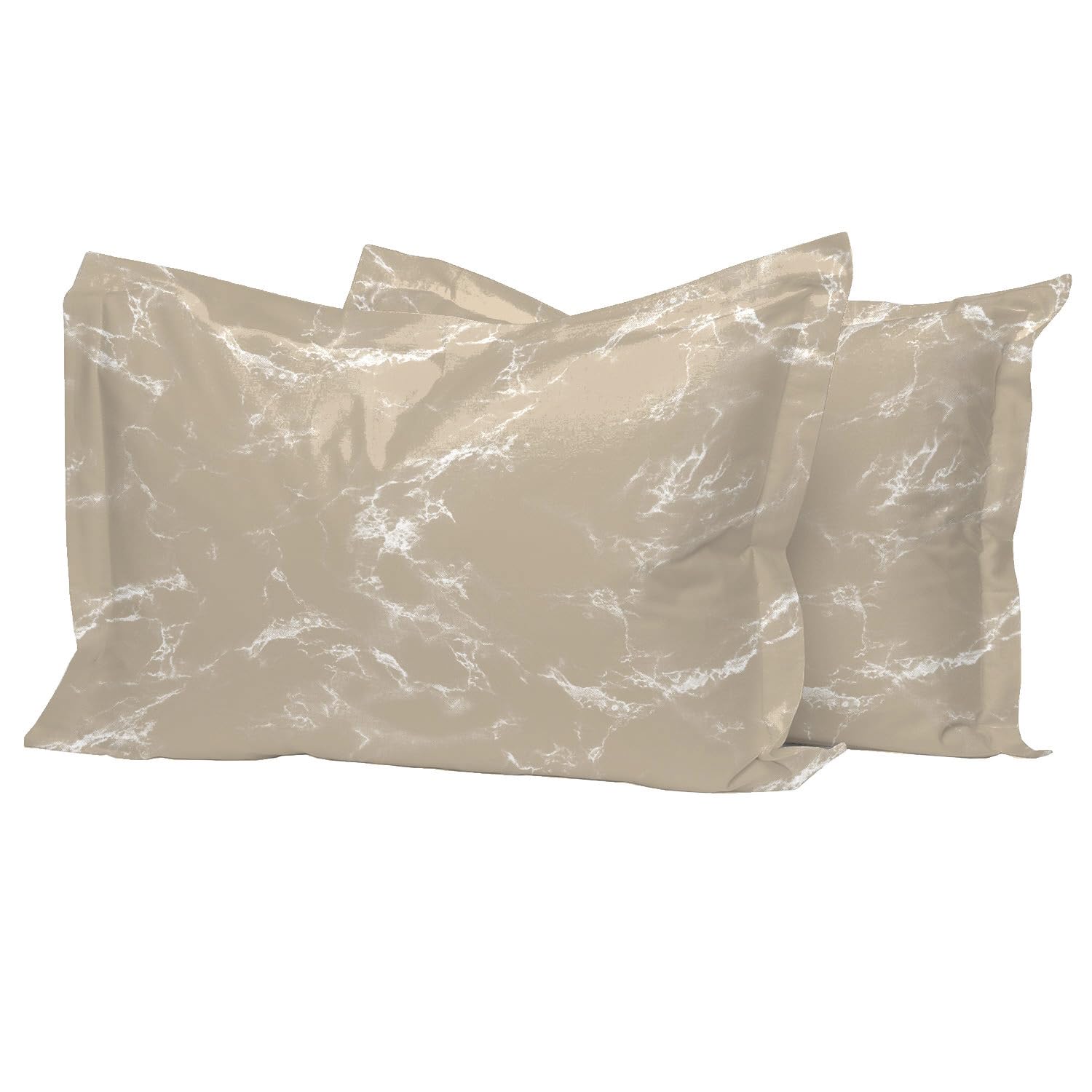Pizuna Cotton Marble Taupe Printed King Size Oxford Pillow Cases 2 Pack, 100% Long Staple Combed Cotton Pillow Cover, Sateen Weave King PillowCases 50x90 cm (Printed Pillowcases) โ image 1