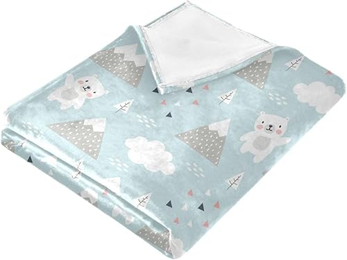 Miniatura 2 de Cute Bear in The Forest Blue Ultra-Soft Throw Blanket, Microfiber Fall Plush Travel Blankets Adults Kids Home Decor Camping Bedroom Throws 60x90