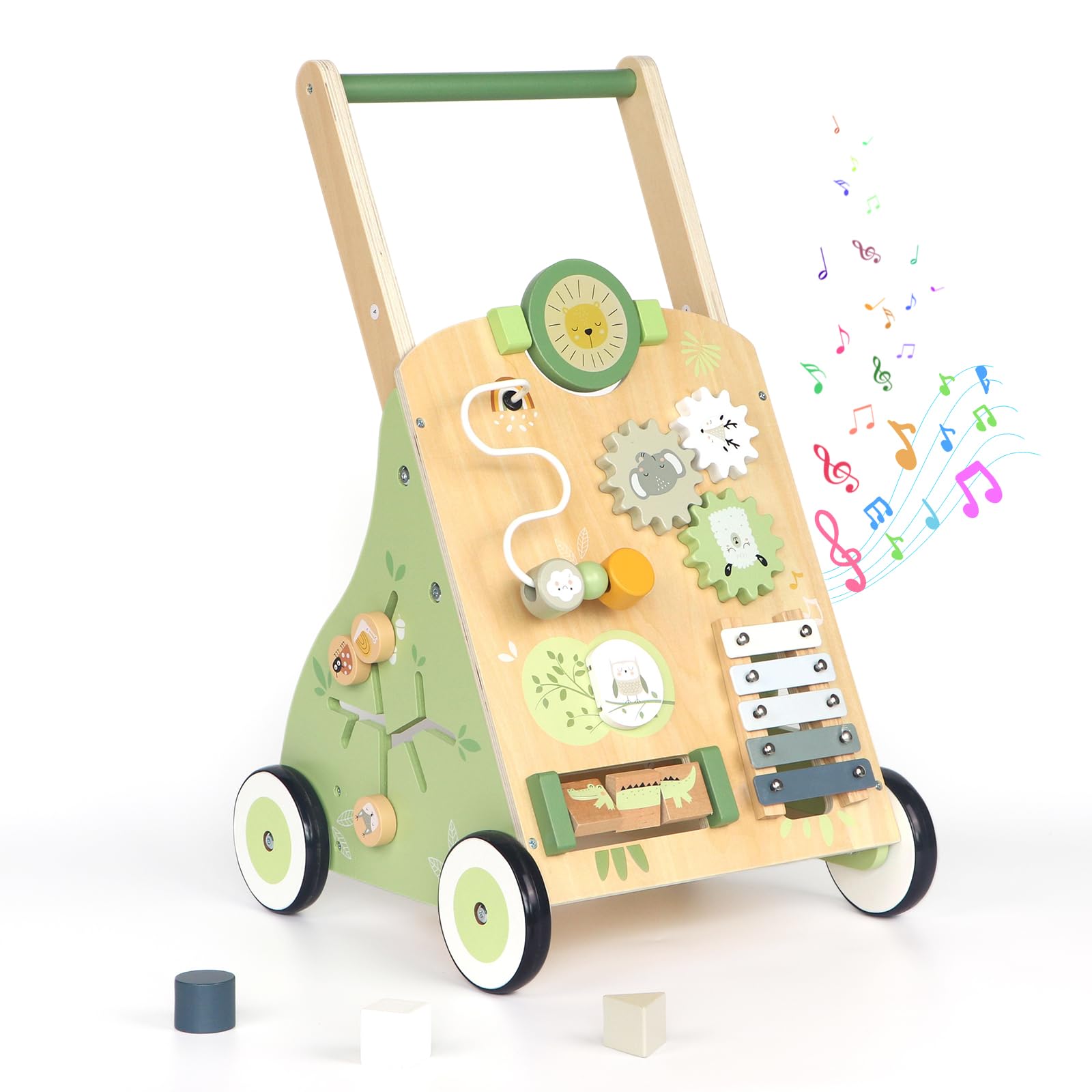 Lauflernwagen Baby Mit 9 In 1 Lauflernhilfe | Aus Holz,Mit Activity,Mit Montessori Spielzeug Multifunktion,Baby Walker Für Babys Ab 12 Monaten