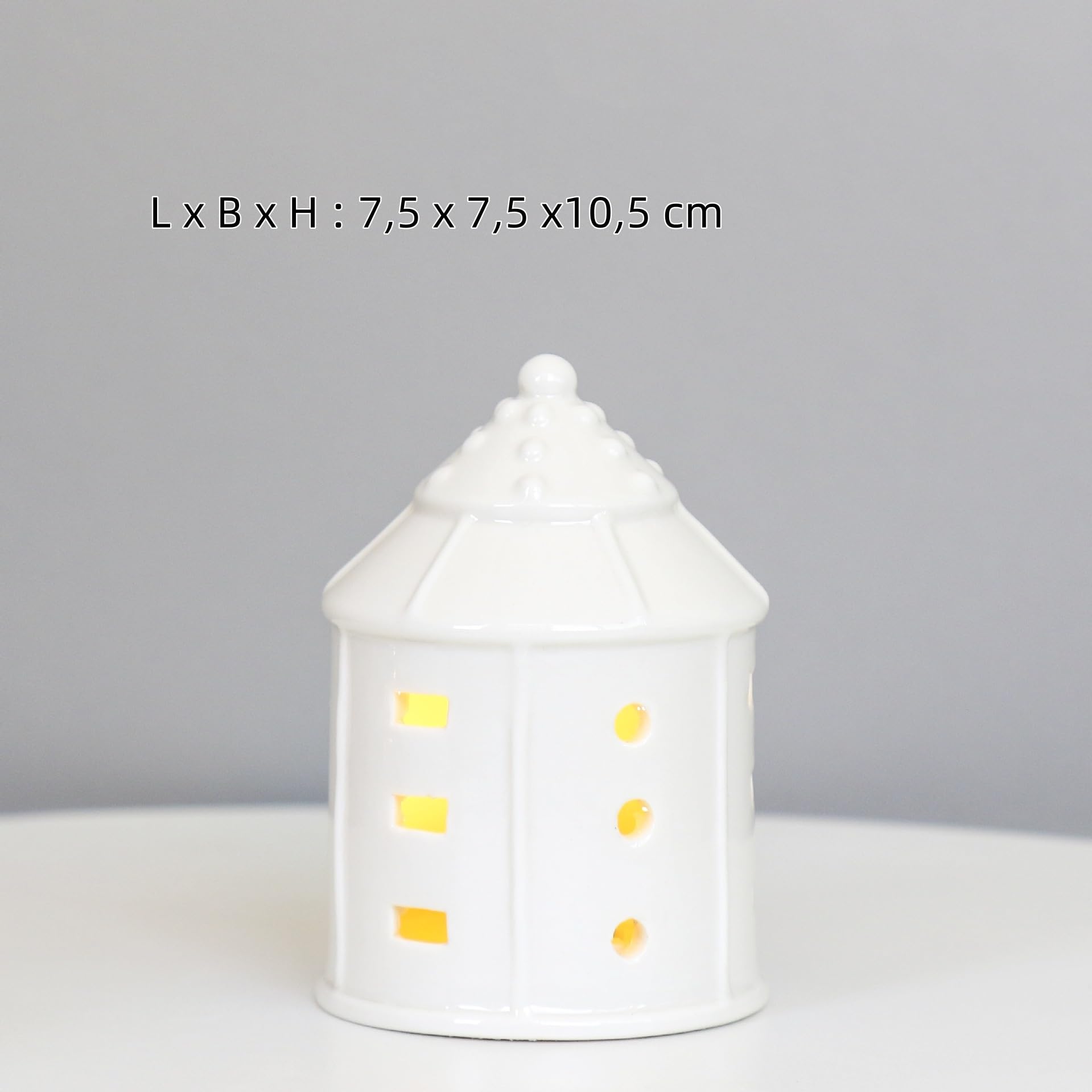 3-częściowy zestaw domków na podgrzewacze, ceramiczne świecące domki na podgrzewacze, dom szachulcowy, świecznik na podgrzewacze, biały domek, bożonarodzeniowy domek, dekoracja