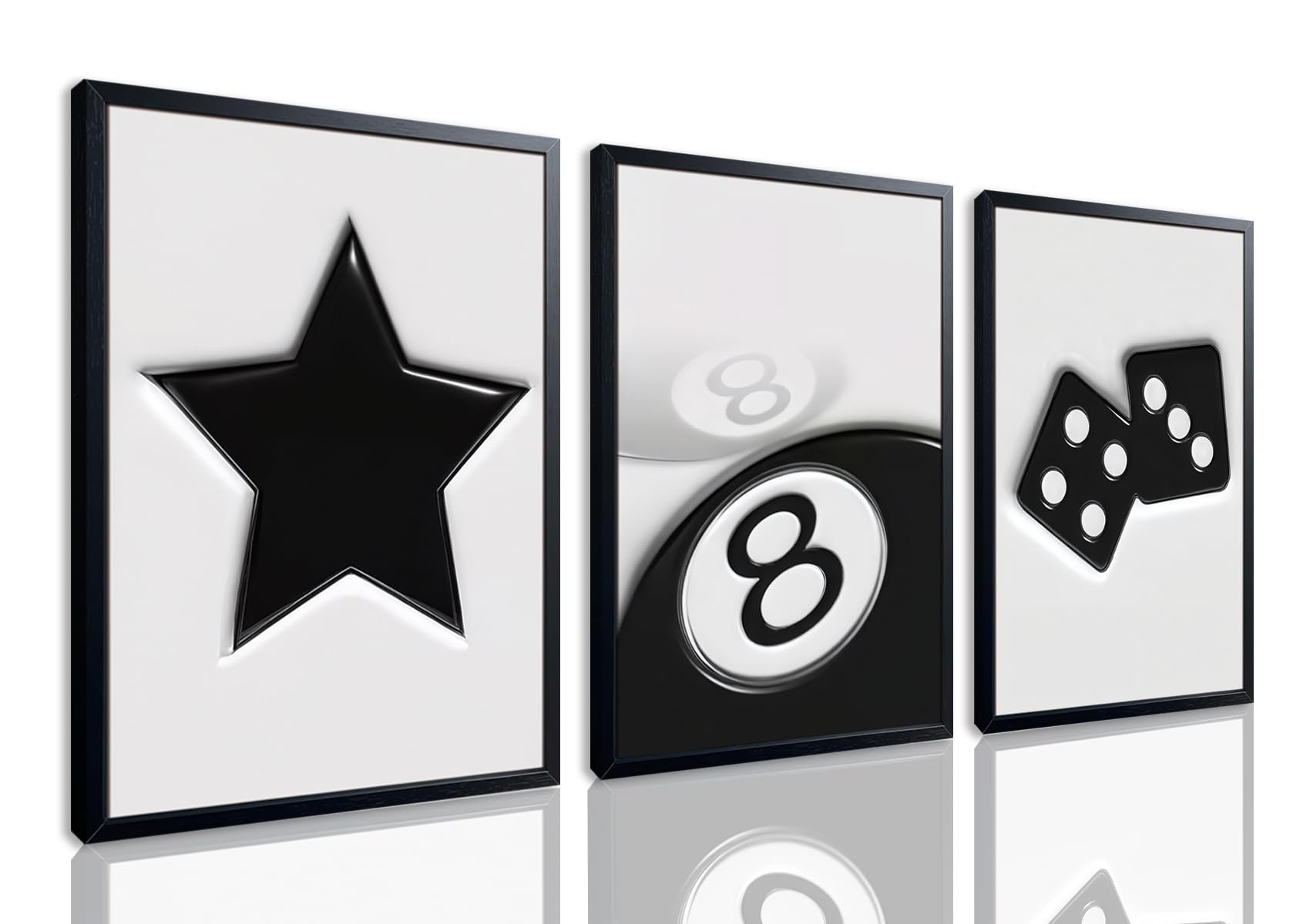 Black And White Vintage Y2K Dice 8 Ball Canvas Set