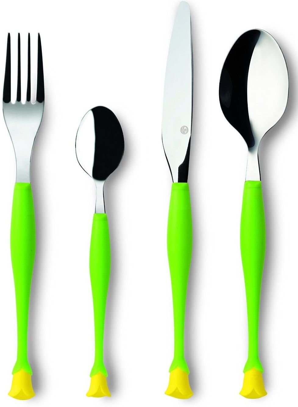 E-My Stunning 4 Piece Stainless Steel Cutlery Set Gift Boxed, Dishwasher Safe WIth Plastic handles (Yellow Rose)