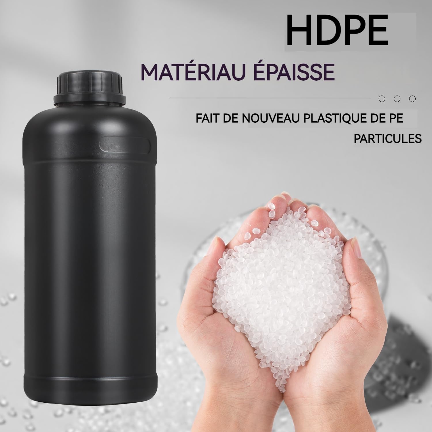 Lot de 3 pièces de 1L (1000ml) pour Chambre Noire. Bouteilles de Stockage en Plastique pour chimies de Film Photographique (3X 1L Bouteilles Noires)