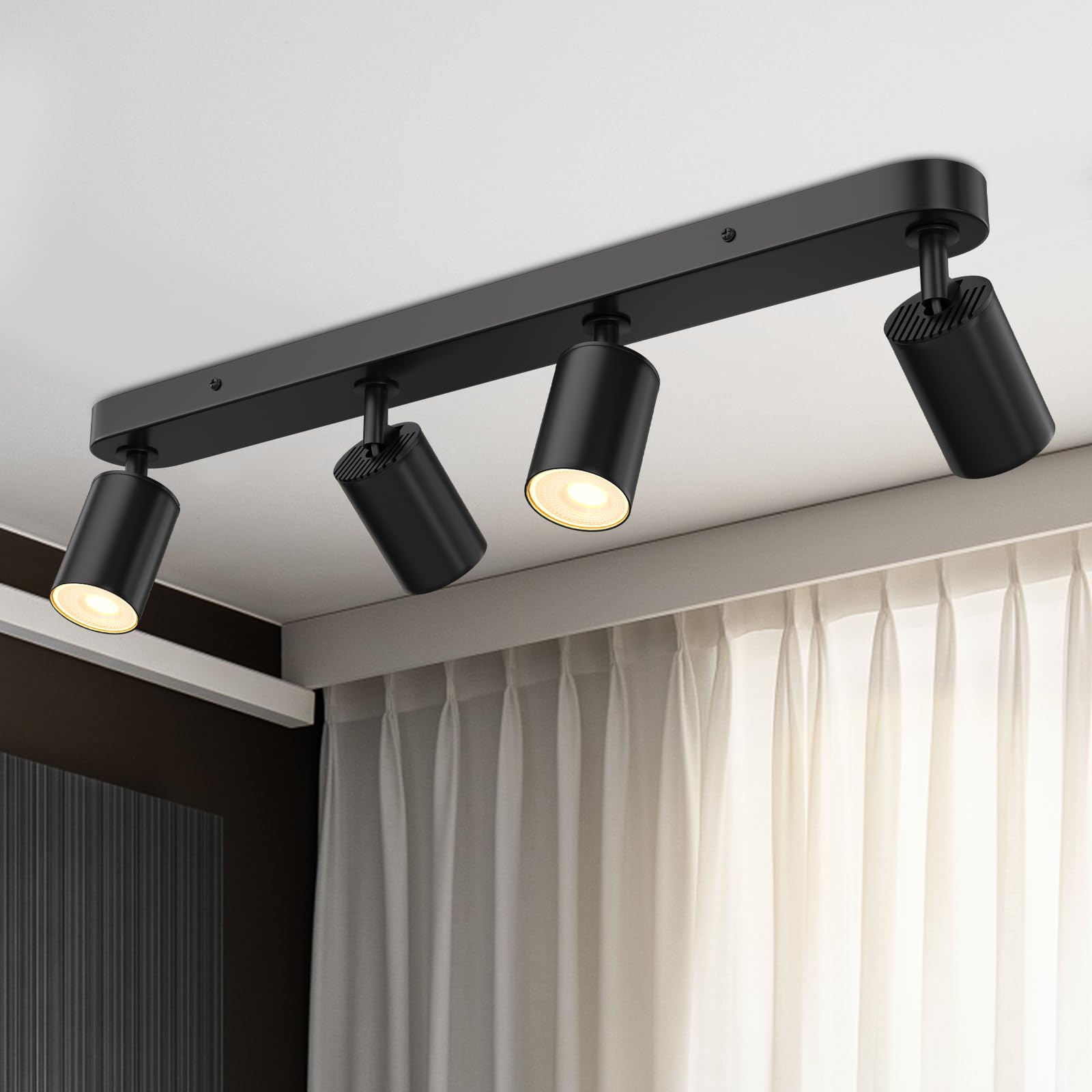 JVURICE Deckenlampe Flur Küche Schlafzimmer, 360° Drehbar & 90° Neigbar Deckenspot GU10, 100W Max, Metall Aluminium, Deckenstrahler Lampen für Wohnzimmer, Bad, Flur