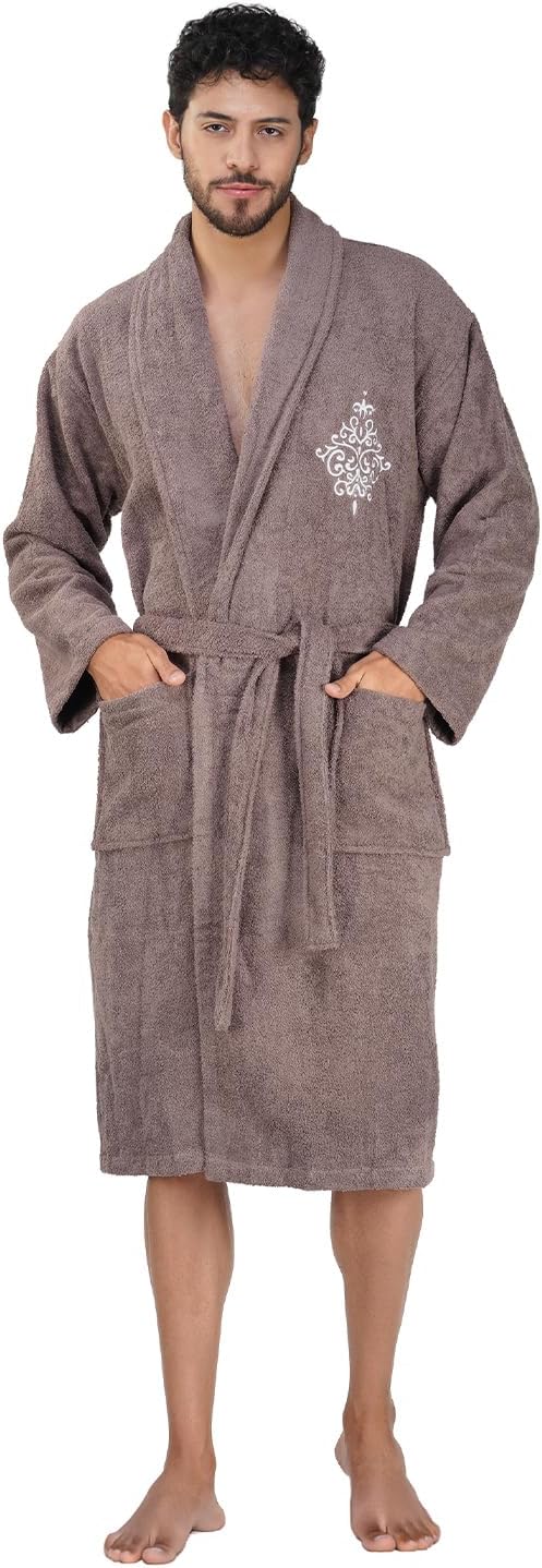 Rangoli Royal Bamboo Bathrobe for Men With Matching Slippers | 500 GSM, Unisex Bathrobes with Pockets, Lightweight & Highly Absorbent Luxurious Full Sleeves Bath Gown/Bath Robe for Men