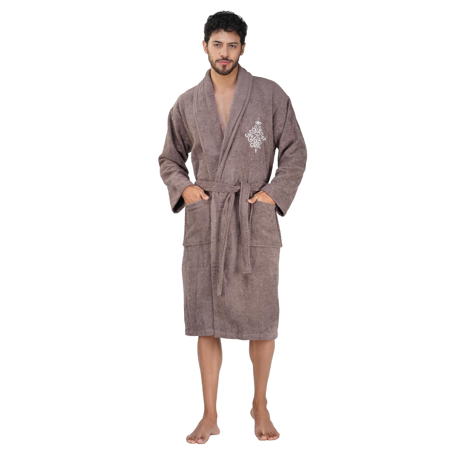 RANGOLI SOFT ABSORBENT DURABLE TOWELSRangoli Royal Bamboo Bathrobe for Men With Matching Slippers | 500 GSM, Unisex Bathrobes with Pockets, Lightweight & Highly Absorbent Luxurious Full Sleeves Bath Gown/Bath Robe for Men