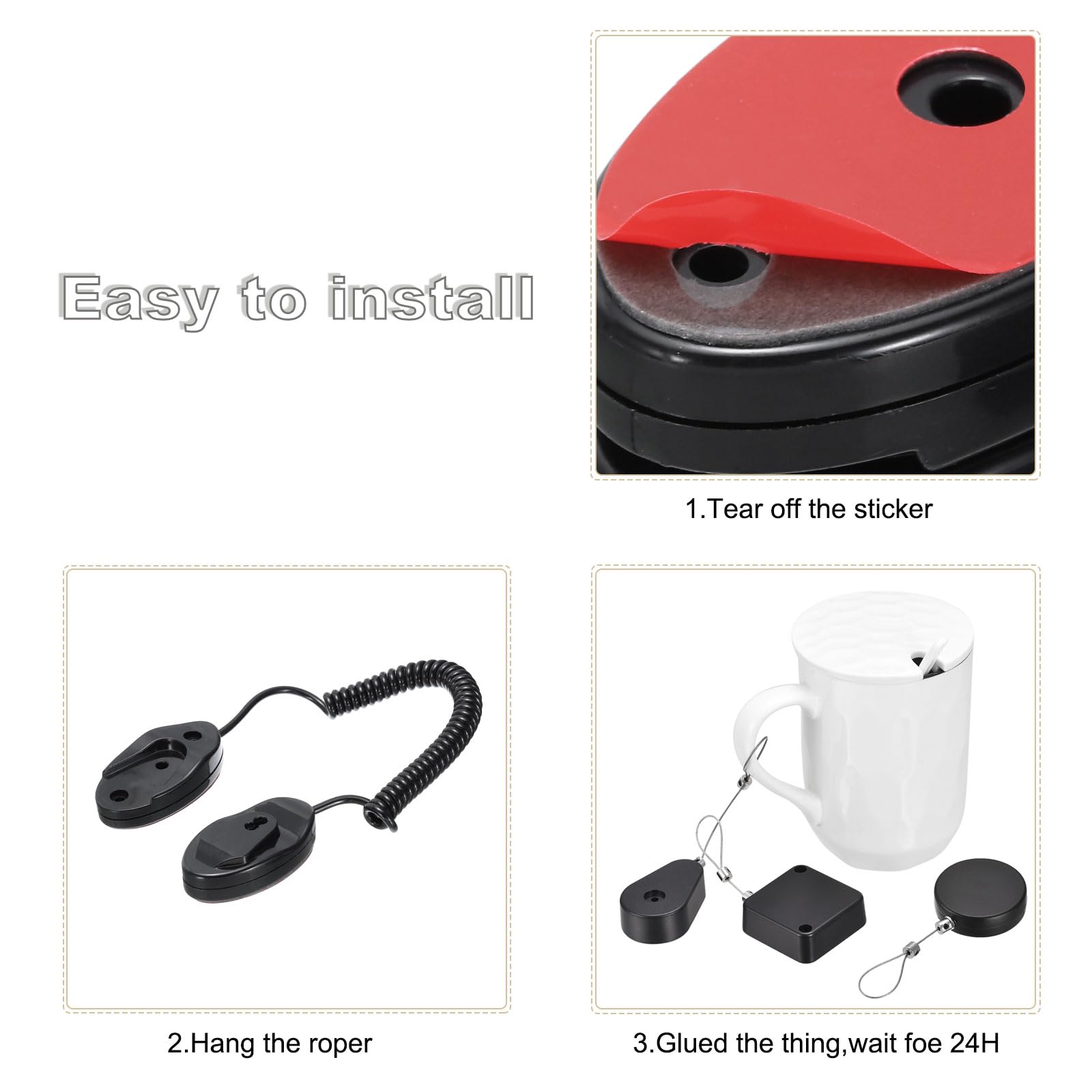 Cavo Sicurezza Retrattile QUARKZMAN - Anti-Smarrimento Per Telefono, TV, DVD, 100cm - Foto 5