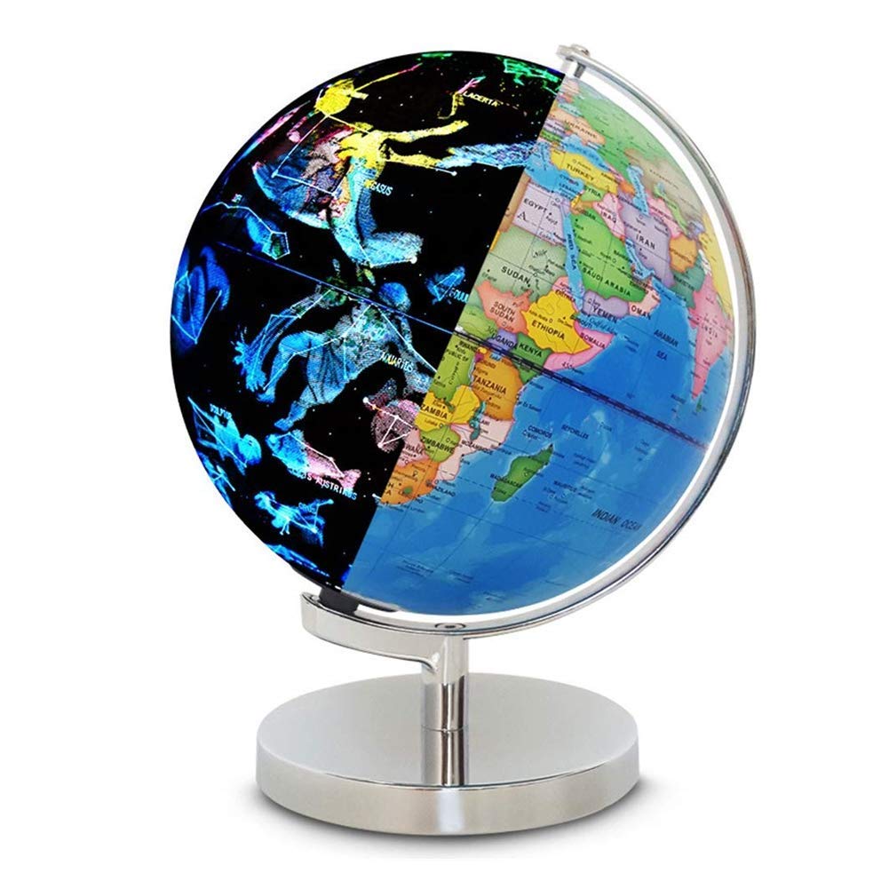 Globes for Children, Illuminated World Globe, Constellation Globe with Detailed World Map for Kids Educational Interactive Astronomy & Geographic Map Globe