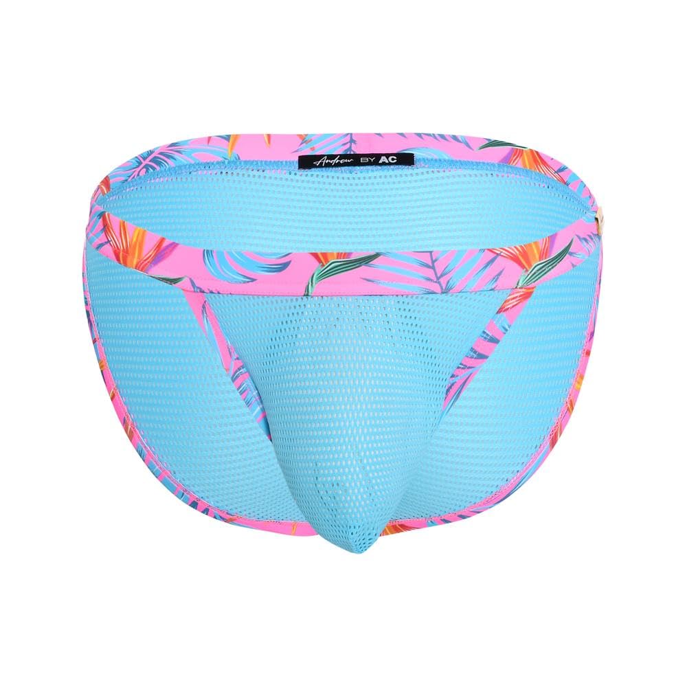 Andrew Christian Men's Blauw - Briefs Underwear - Miami Cabana Boy Tropical Mesh Brief W/Almost Naked® - 1X Size M