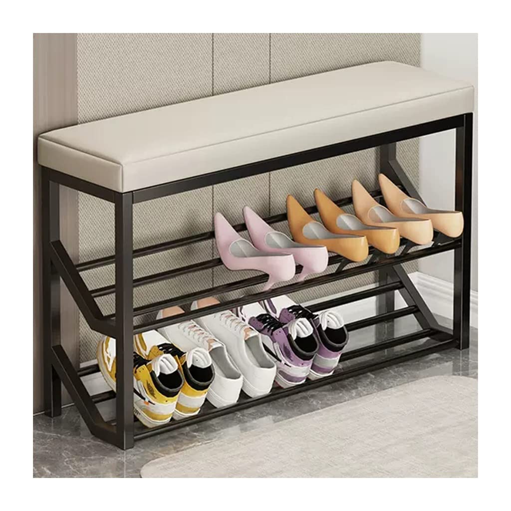 MSHGSKU 2-Tier Shoe Rack Storage Bench with Seat - Industrial Entryway Organizer for Home Entry