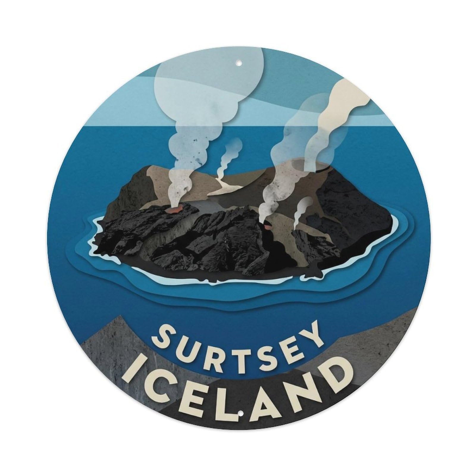 Vintage Travel Surtsey Iceland Newborn Metal Tin Sign