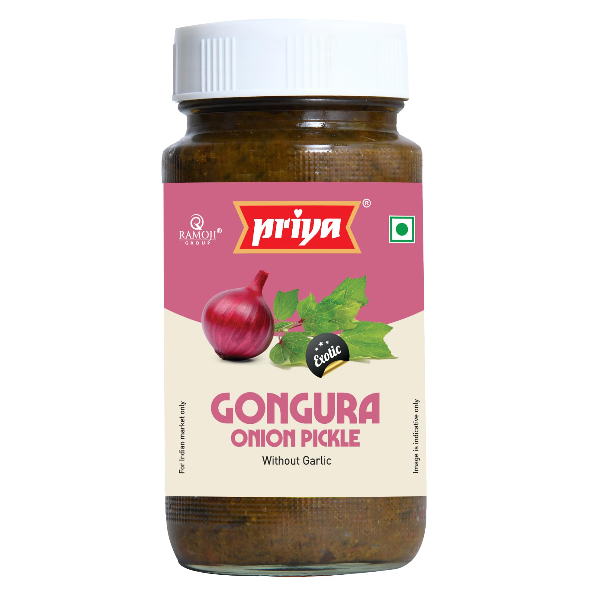Priya Gongura Onion Pickle without Garlic, 300g - Telugu Style Achar|  Traditional South Indian Taste|Homemade Gongura Onion Achar| Tangy and  Spicy| ...