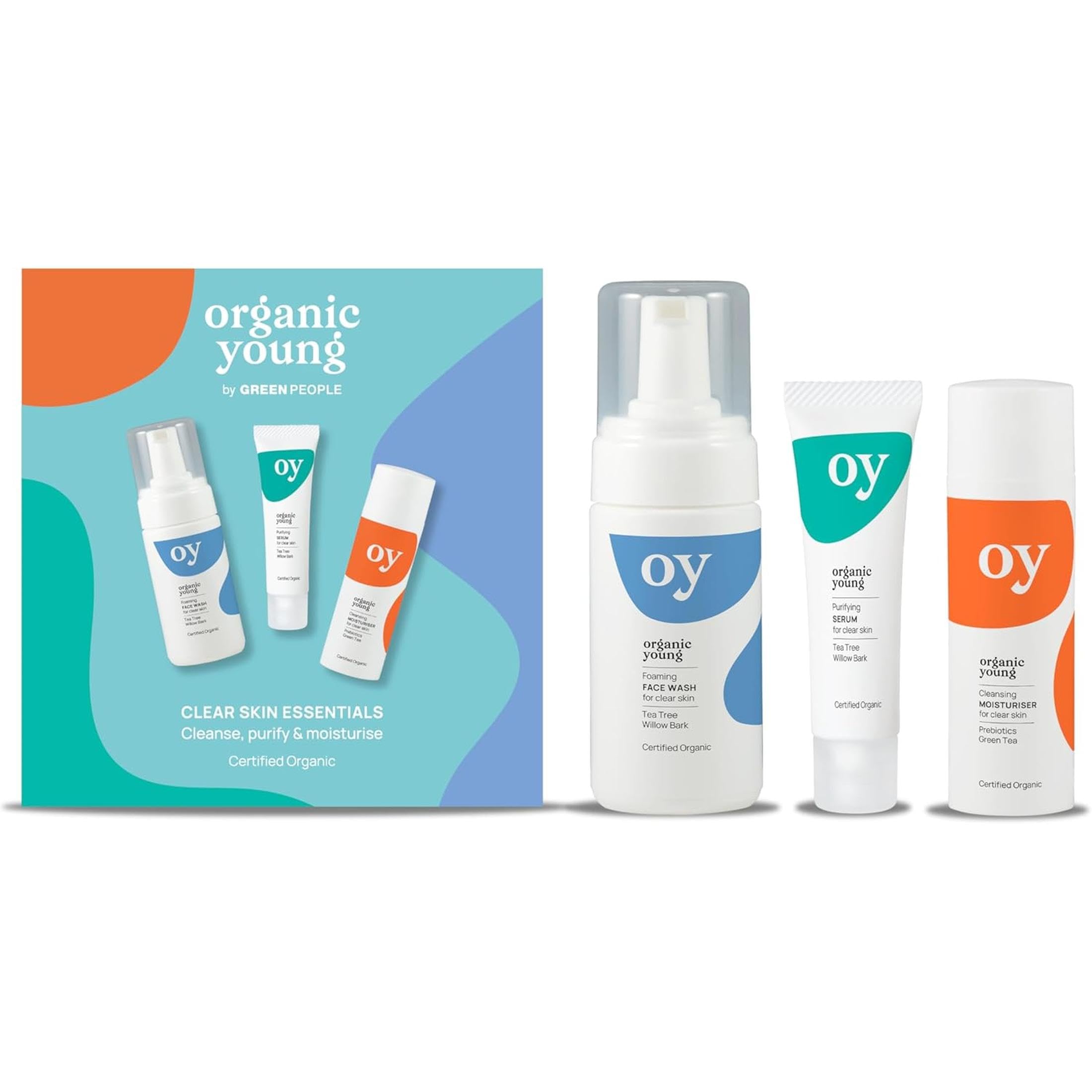 Green People Teenager Pflegeset mit Reinigungsschaum | Gesichtsreiniger, Serum und Feuchtigkeitscreme für Pickel und Unreinheiten, Wichtige Anti-Unreinheiten-Wirkstoffe, Vegan
