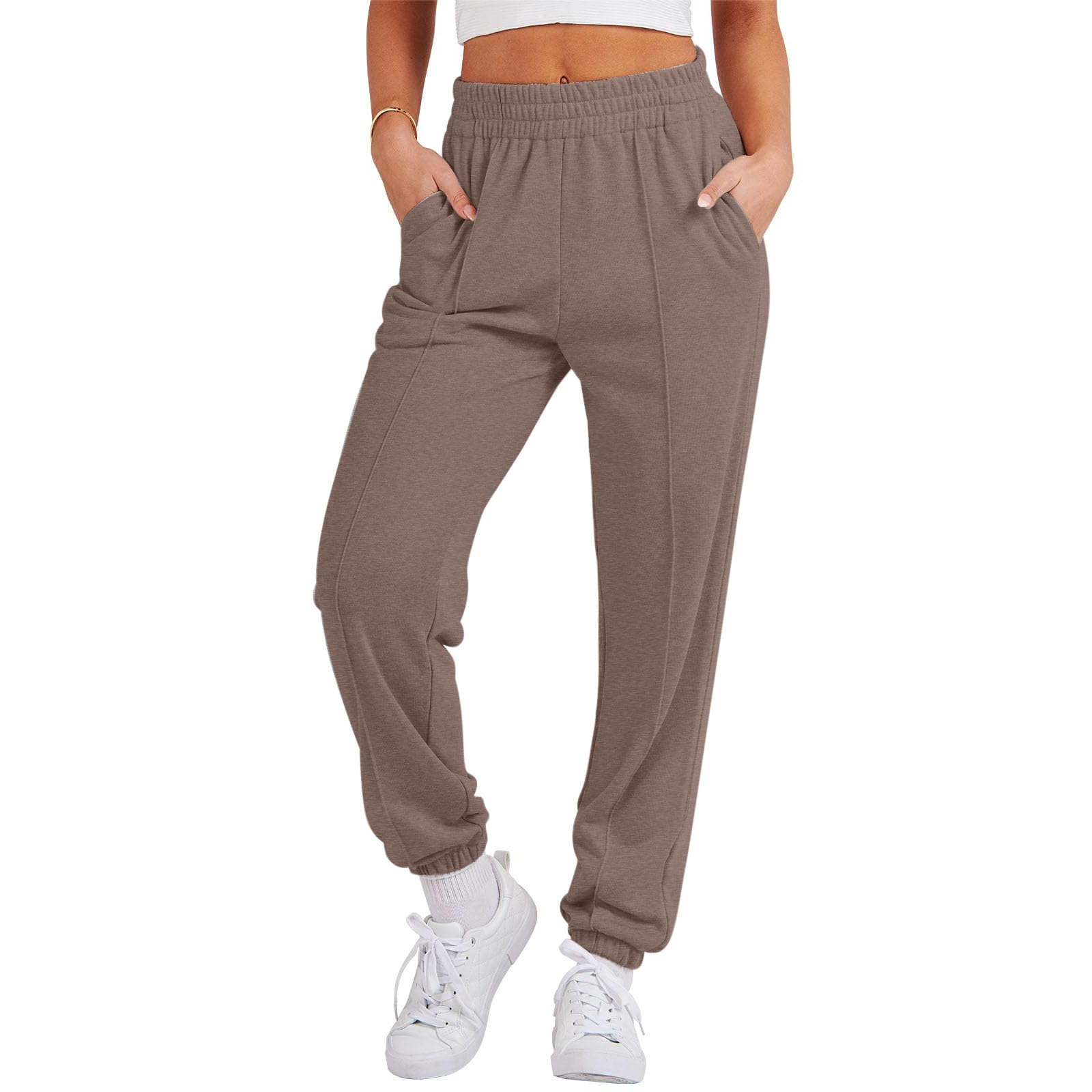 Sweatpants Women Casual Running Pants Cinch Bottom Joggers Lightweight Hiking Pants with Pockets Fashion Clothes Coffee