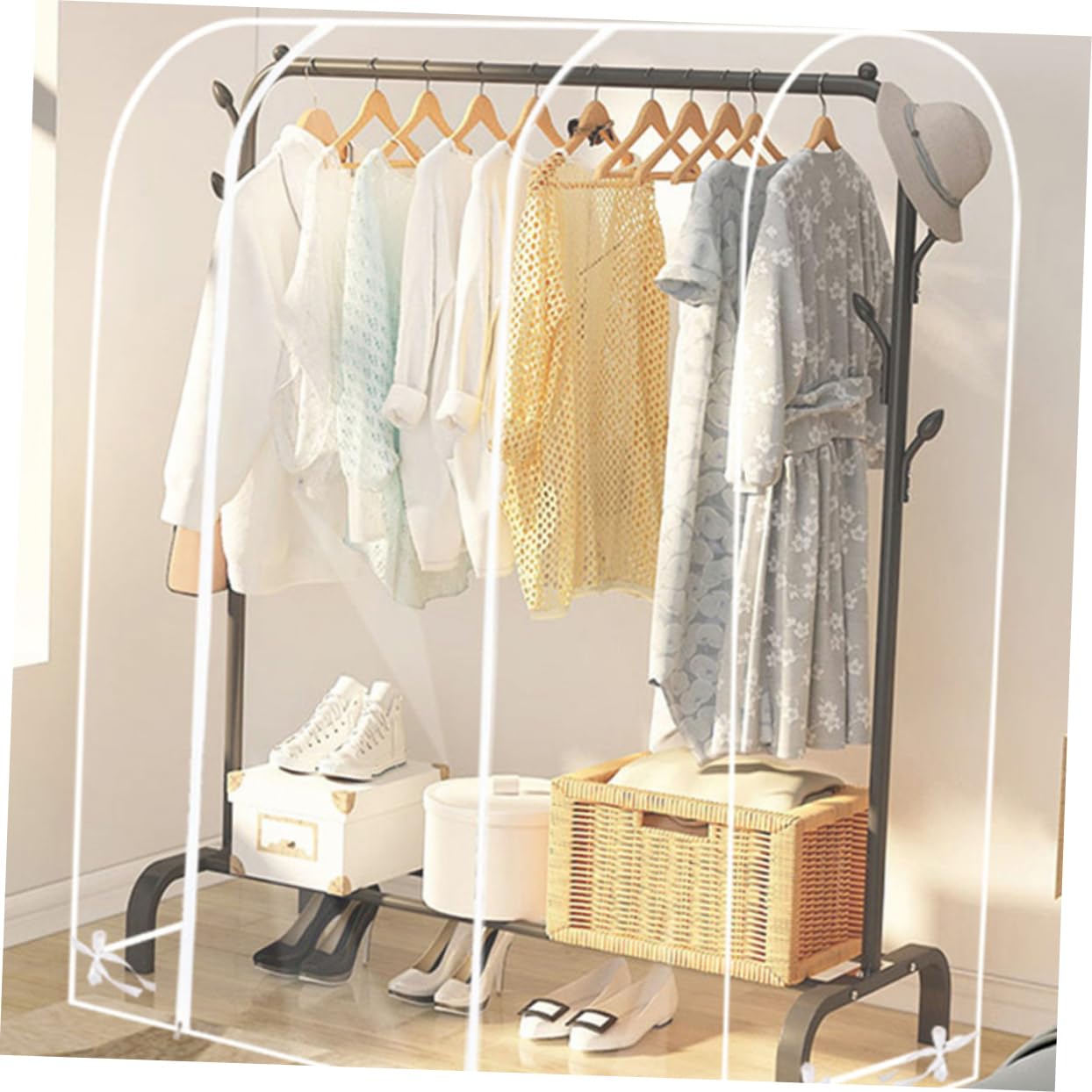 PartyKindom Funda Transparente Material Plástico Diseño Moderno y Minimalista Gran Capacidad con Cremallera Portátil para Ropa para Hogares y Hoteles