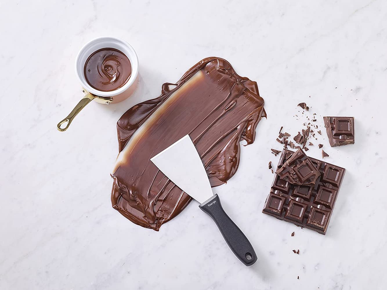 Voarge Pancake Spatule Triangulaire Professionnelle Avec Poignu00e9e, Lame En Acier Inoxydable, Manche En Polypropylu00e8ne, 12 Cm X 12 Cm