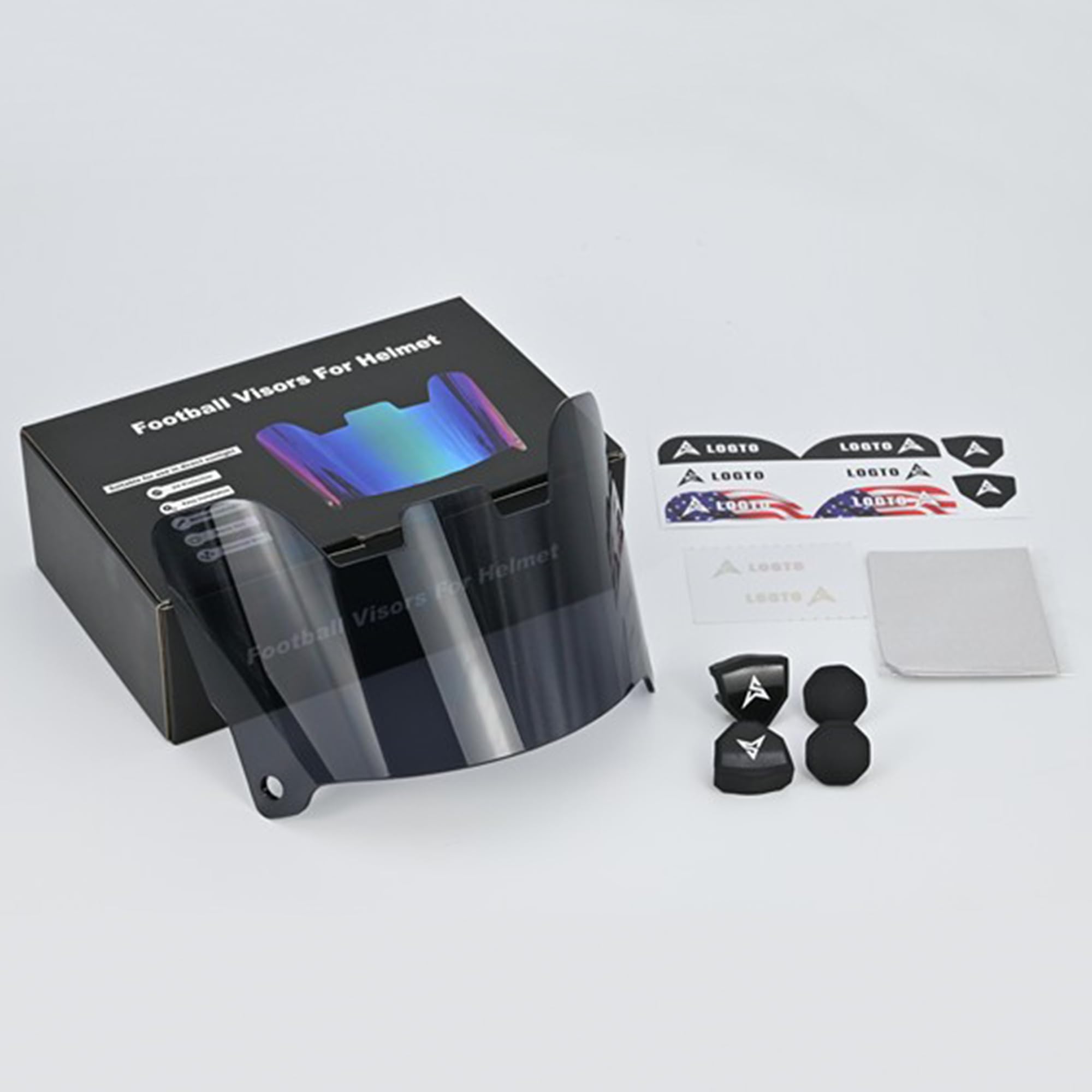 Logto Football Visor, Youth & Adult, Anti-Scratch, UV Block, Eyes-Shield Facial Protection for Football Helmet (Dark Smoke)