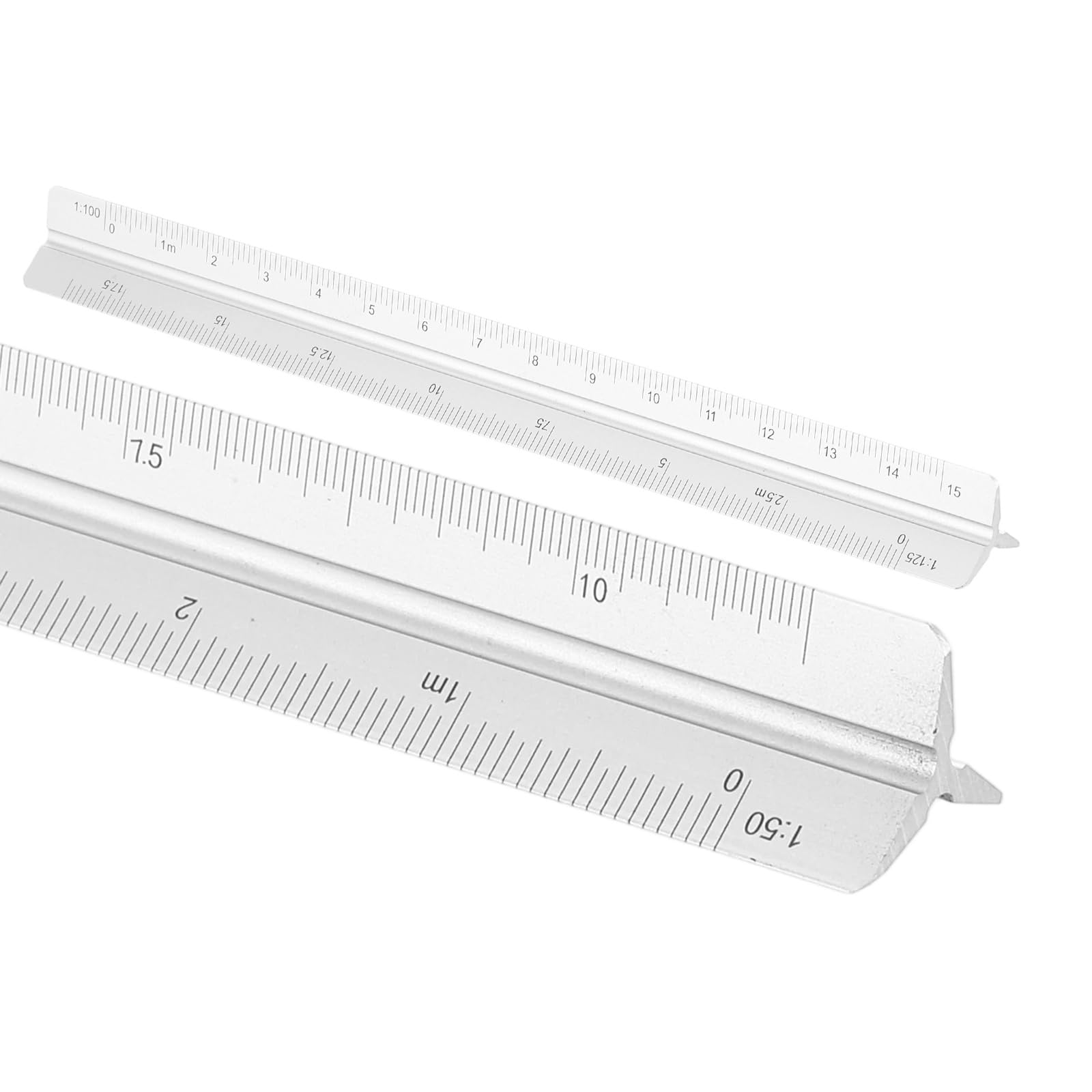 sourcing map Architectural Scale Ruler, 7 Inch Metric Aluminum Alloy Architect Triangular Small Scale Laser-Etched Blueprint Drafting Ruler for Architects Engineers, Silver