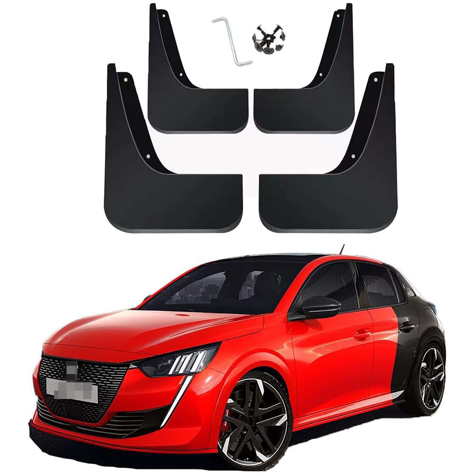 4 stuks spatlappen voor Peugeot 2008 2020, spatlappen voor-/achterwielen, waterdichte spatbeschermingsspatborden, externe accessoires voor auto's