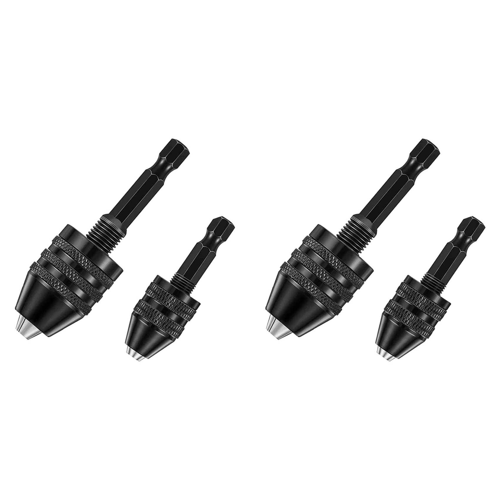 Ctrlzs 4Pcs Hex Shank Keyless Drill Chuck, Screwdriver Converter Drill Adapter Quick Change Drill Bits Tool(0.6-8Mm, 0.3-3.6Mm)