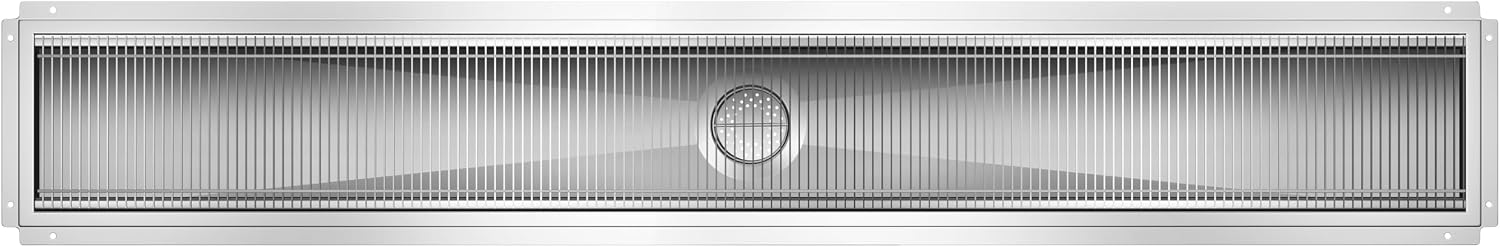 12" x 84" Stainless Steel Floor Trough Drain, 14-Gauge with Subway-Style Grating & Removable Drain Basket, NSF Listed (KM-FTG-1284)