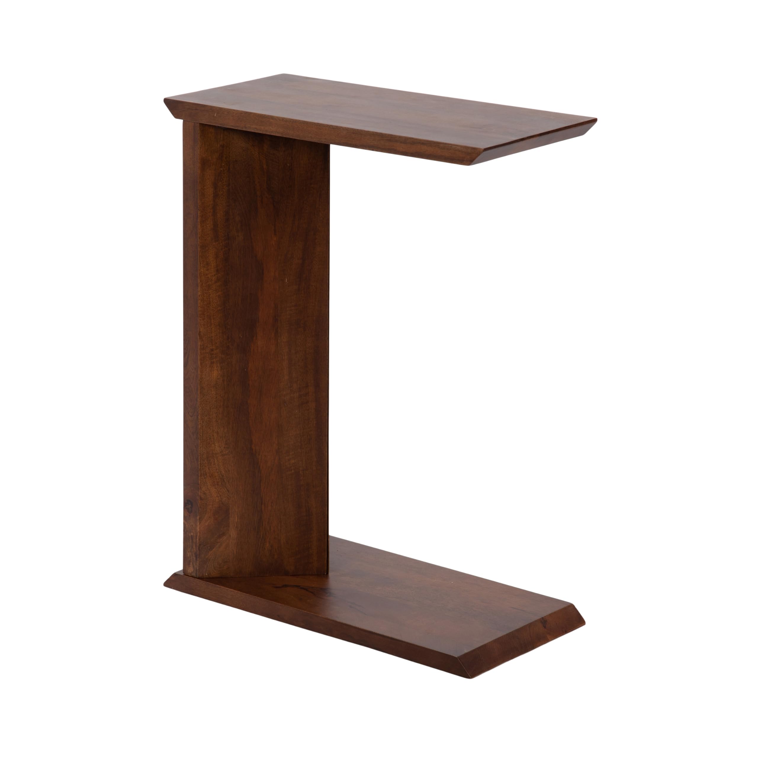 Kate and Laurel Thaxter Modern Mango Wood C-Table, 20 x 10 x 28, Walnut Brown, Transitional Wooden C-Shaped Table for Use as Bedroom Nightstand or