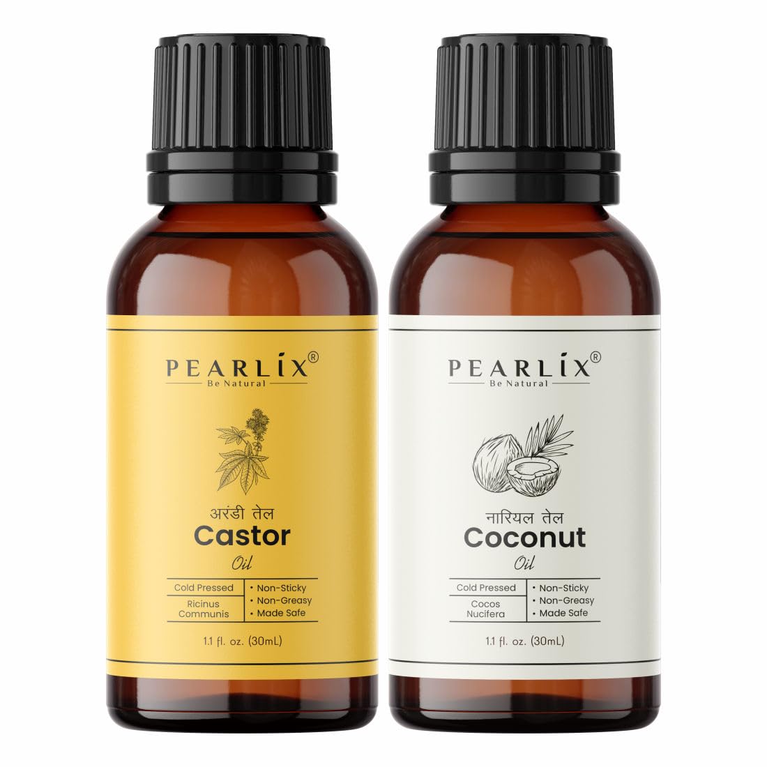 PEARLIX BE NATURAL 100% Pure Castor & Coconut Oil Combo For Rapid Hair Growth, Anti Hair Fall, Split Ends & Promotes Softer & Shinier Hair & Skin (Each 30 ML Pack of 2)-picture-11