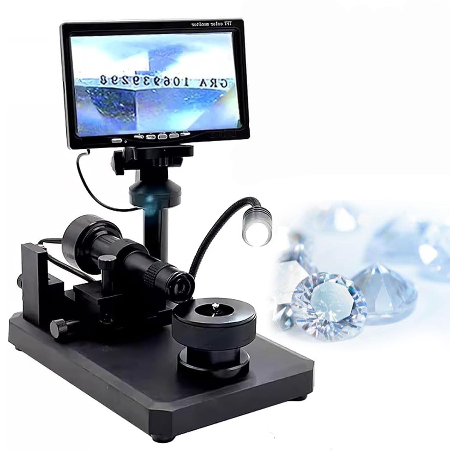 Microscopio electrónico digital de 30 a 110 veces, observador portátil de cinturón de diamante con luz de recubrimiento LED y pantalla de 7 pulgadas, distancia focal de 20 mm, distancia de lente de 16
