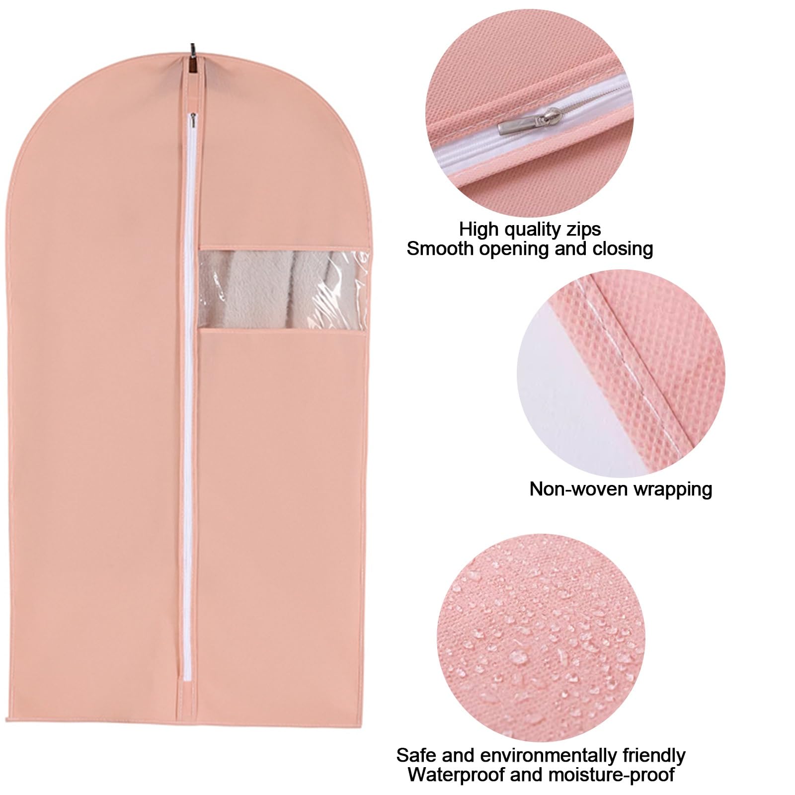 Portatrajes, Funda Transpirable Antipolvo con Ventana Transparente para Colgar Ropa o Guardar de Viaje Abrigos, Jerseys, Chaquetas, Camisetas y Vestidos (Paquete de 5)(Blue,23.6 * 31.5in)