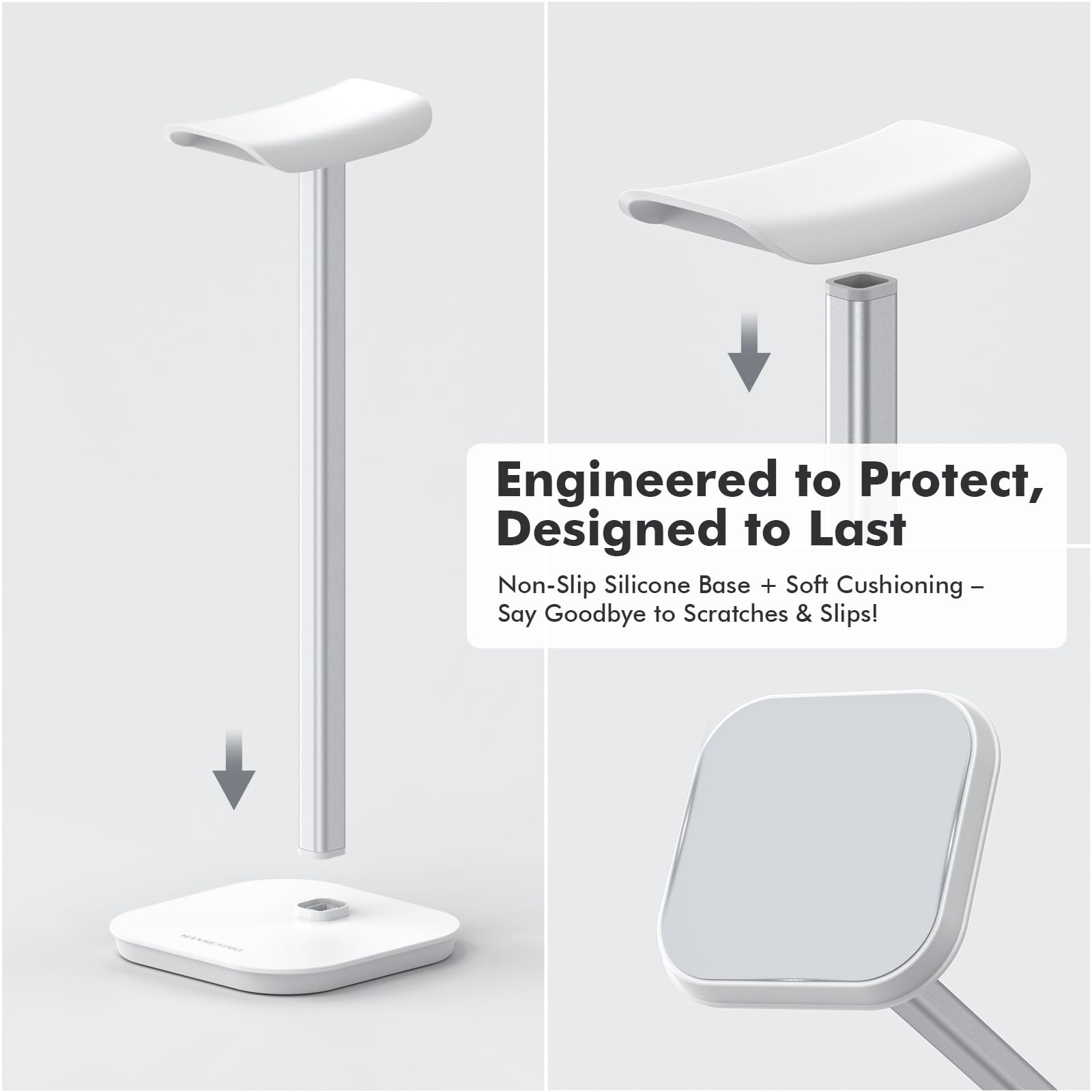 Supporto per cuffie, supporto per cuffie da scrivania, base pesante, in alluminio, compatibile con AirPods Max, AirPods Pro, Sony, Beats, Bose, Razer (bianco)